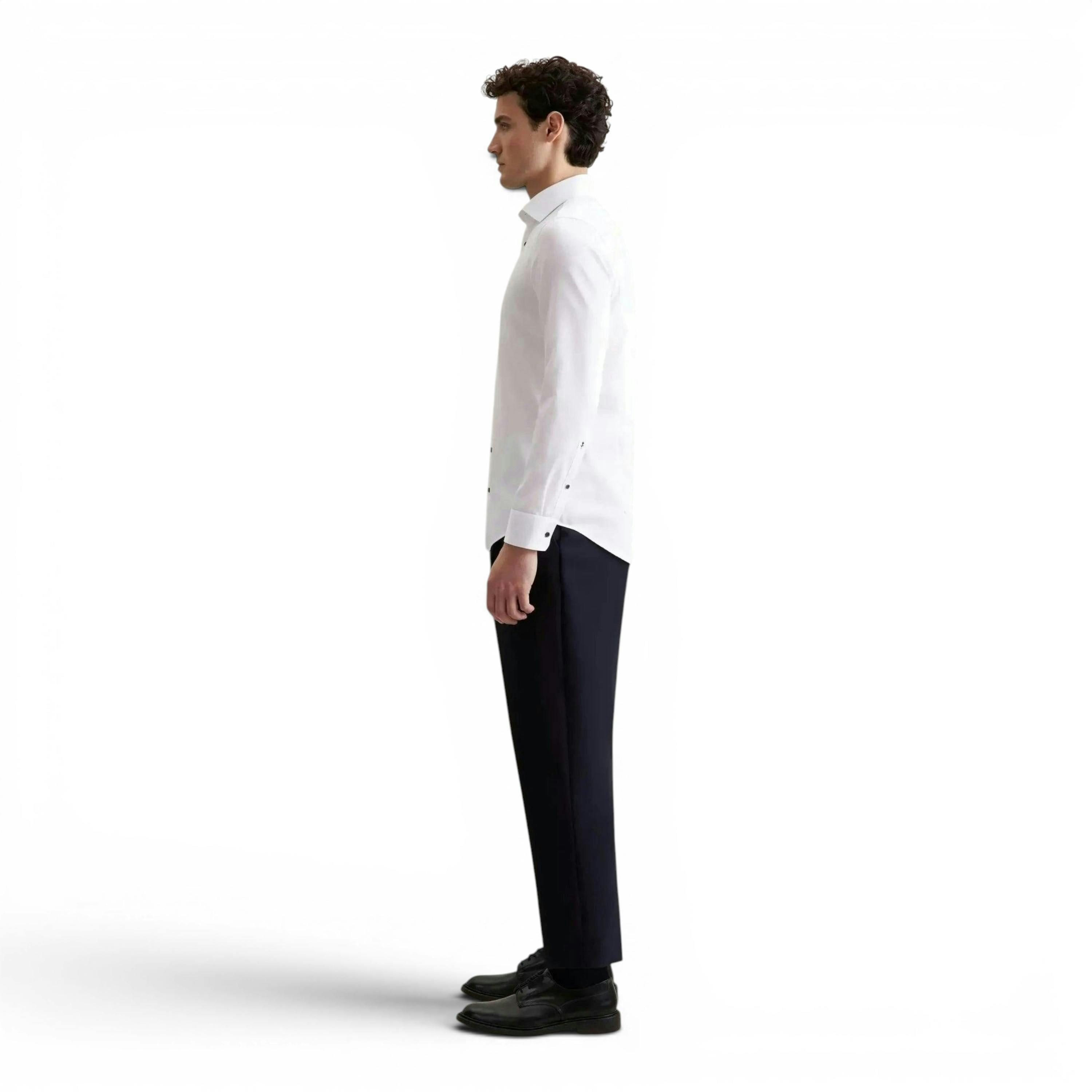 Seidensticker Shaped Fit No Iron Contrast Patched Kent Collar Business Shirt White , view 5 of 6