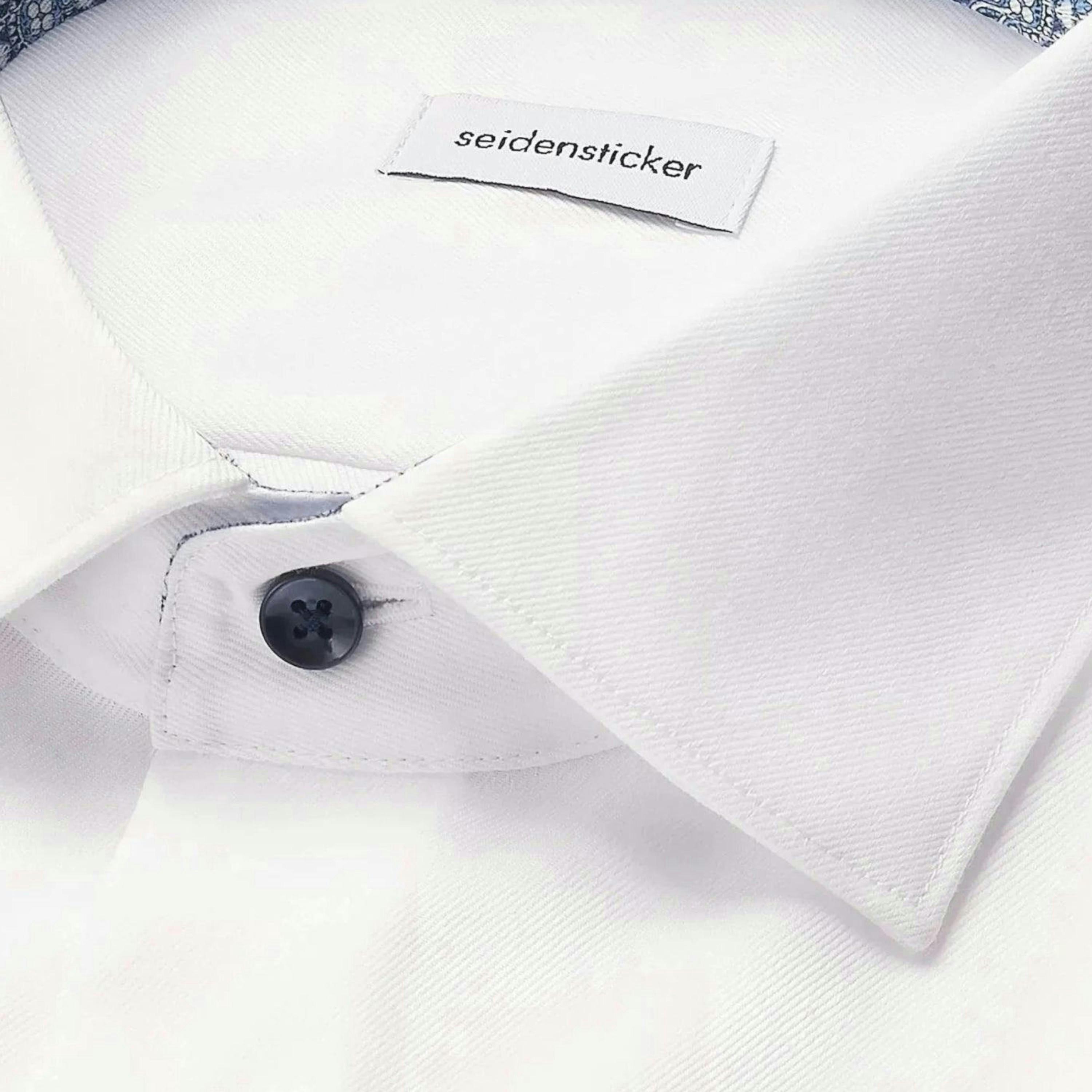 Seidensticker Shaped Fit No Iron Contrast Patched Kent Collar Business Shirt White , view 6 of 6