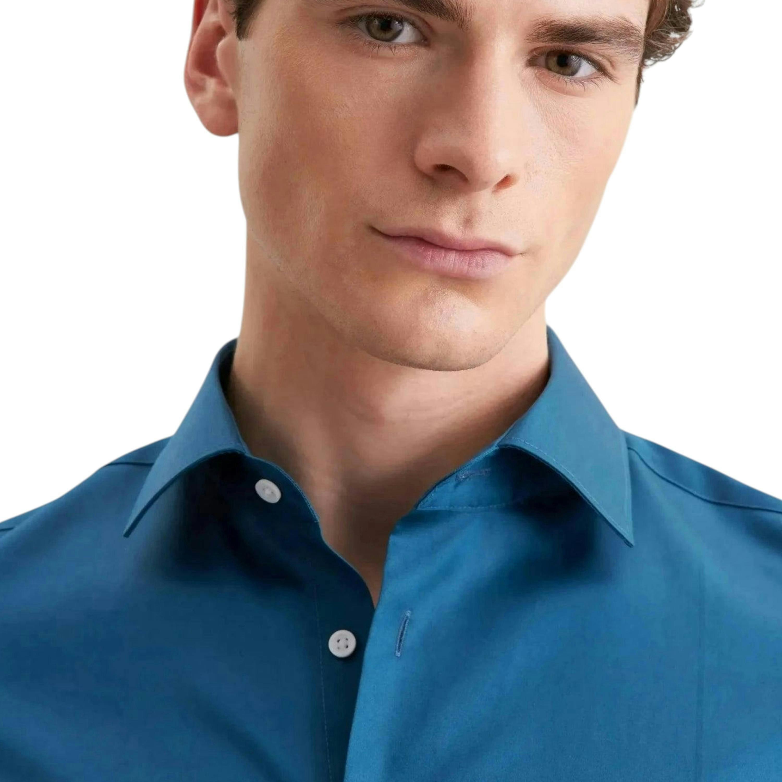 Seidensticker Shaped Fit Easy Iron New Kent Business Shirt Dark Teal , view 3 of 6