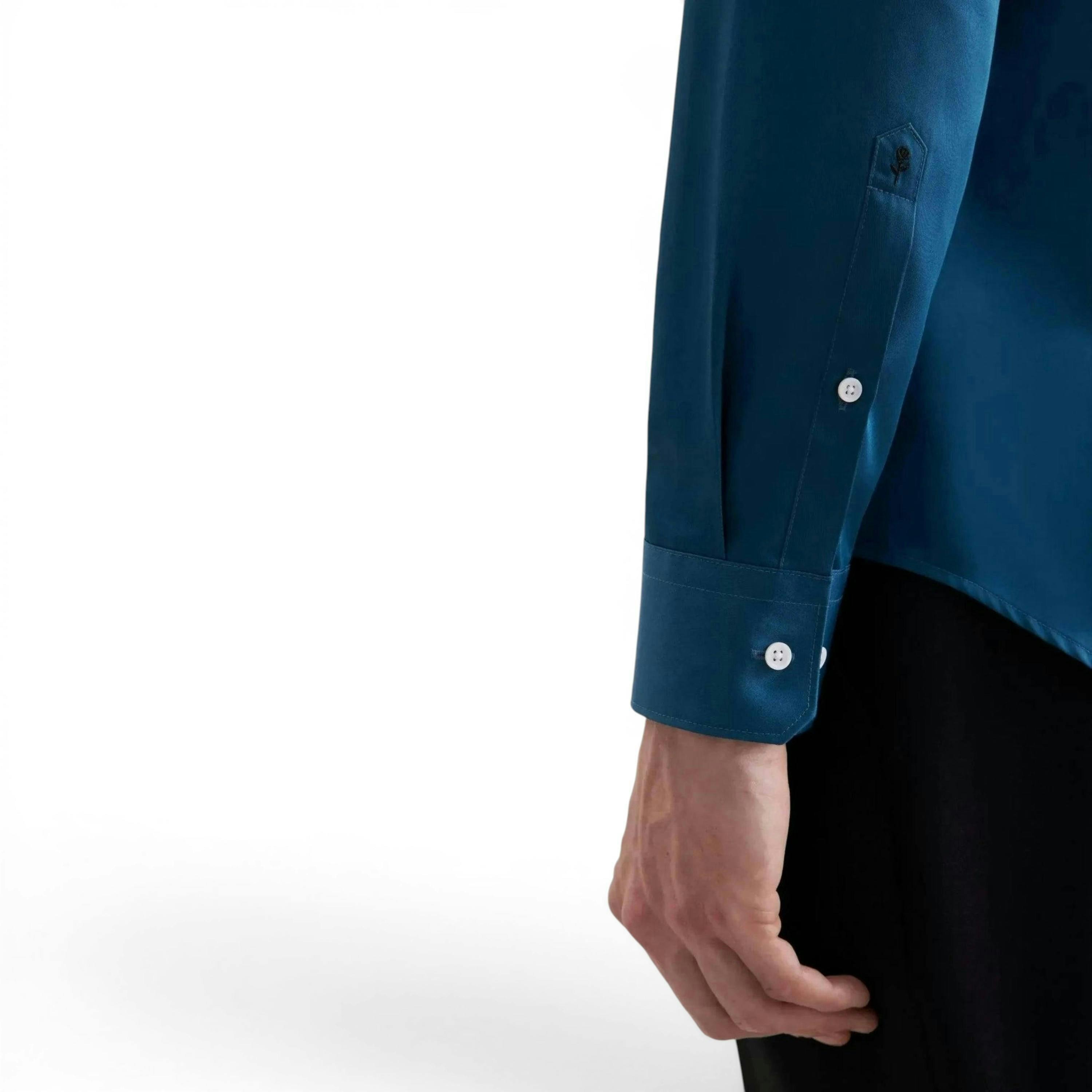 Seidensticker Shaped Fit Easy Iron New Kent Business Shirt Dark Teal , view 4 of 6