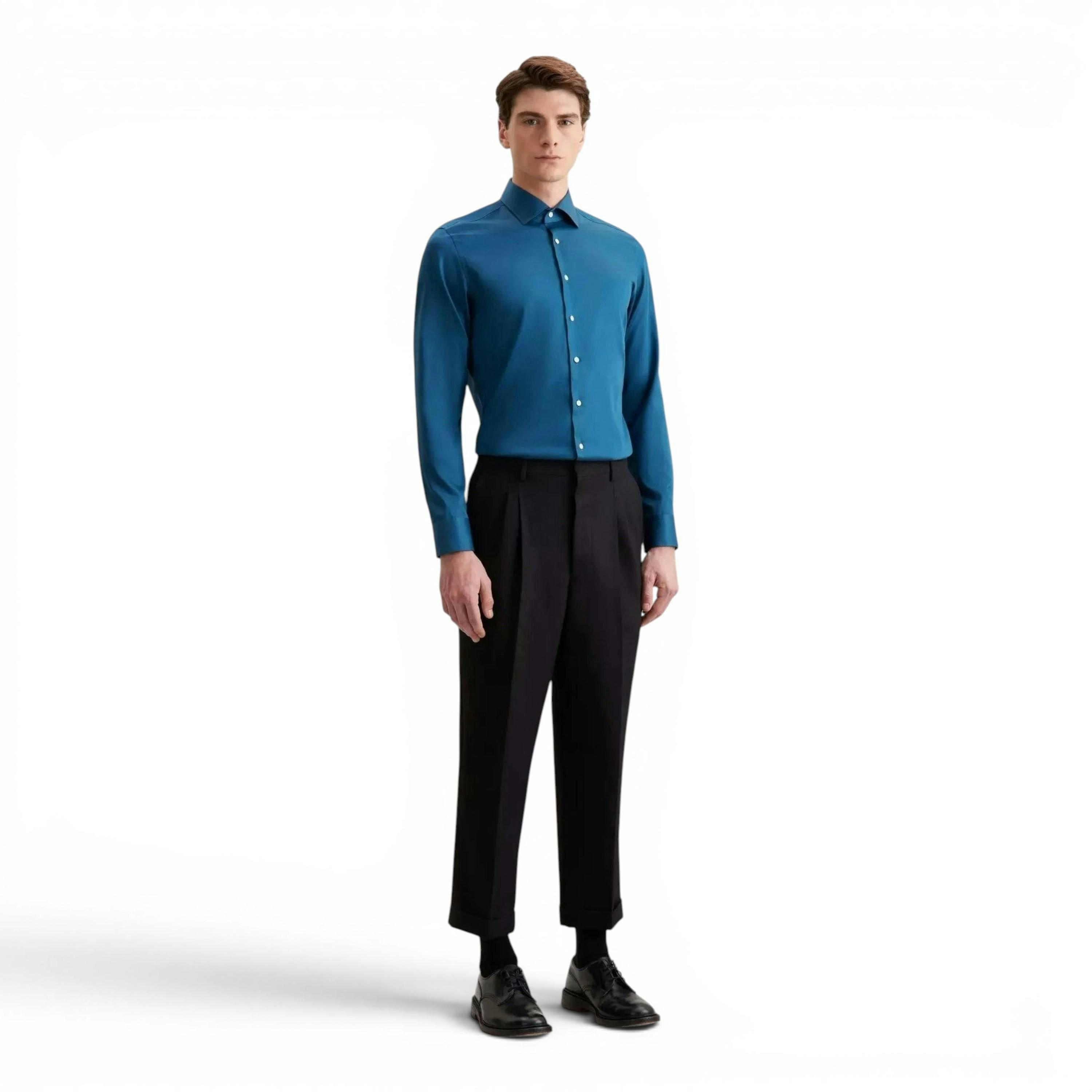 Seidensticker Shaped Fit Easy Iron New Kent Business Shirt Dark Teal , view 5 of 6