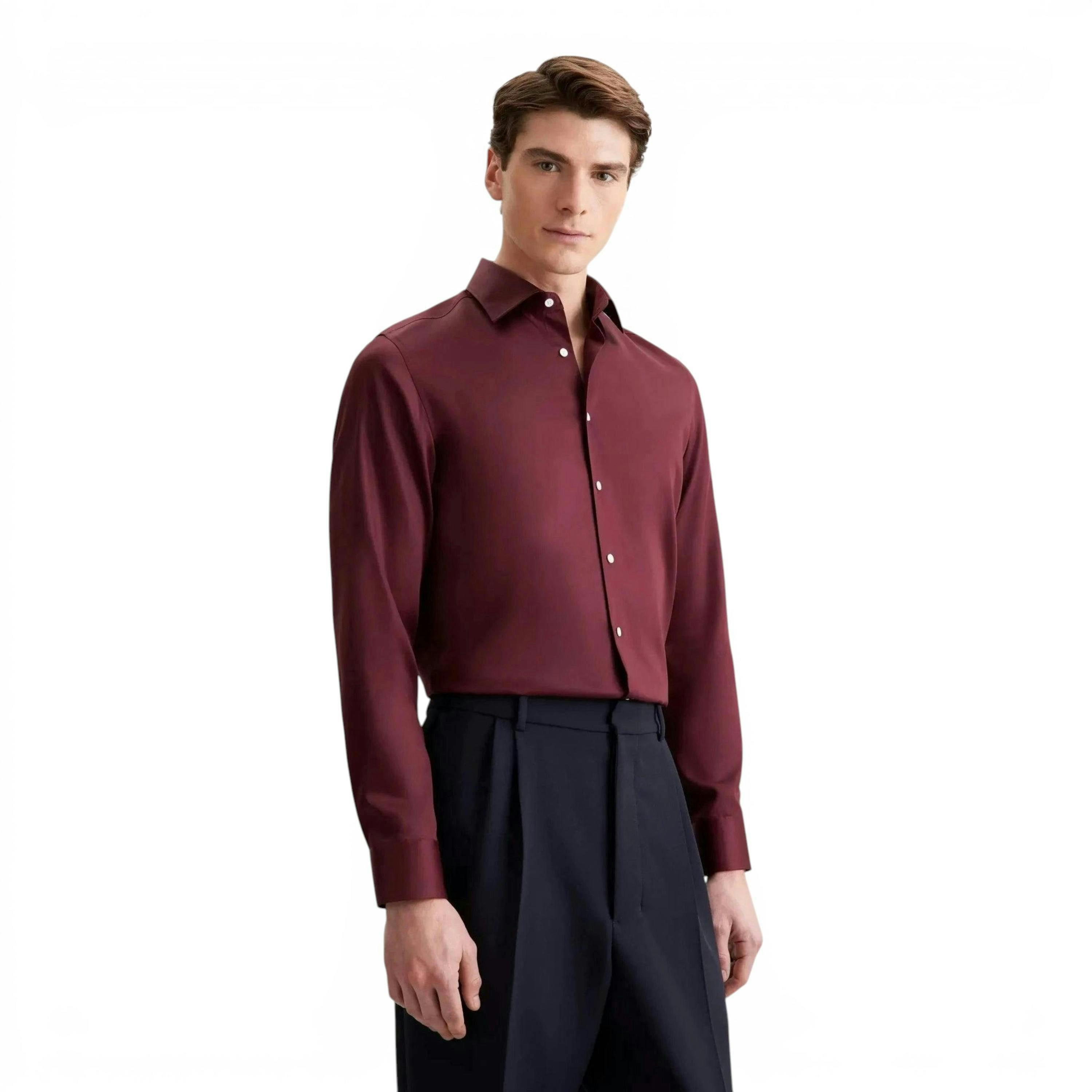 Seidensticker Shaped Fit Easy Iron New Kent Business Shirt Burgundy , view 1 of 6