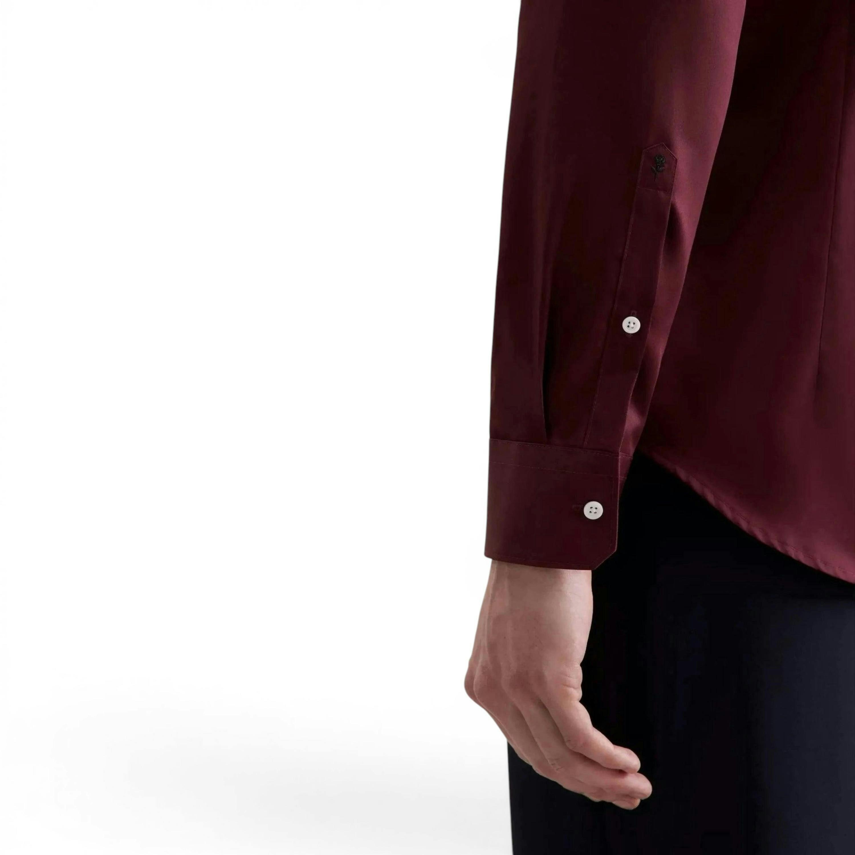 Seidensticker Shaped Fit Easy Iron New Kent Business Shirt Burgundy , view 4 of 6