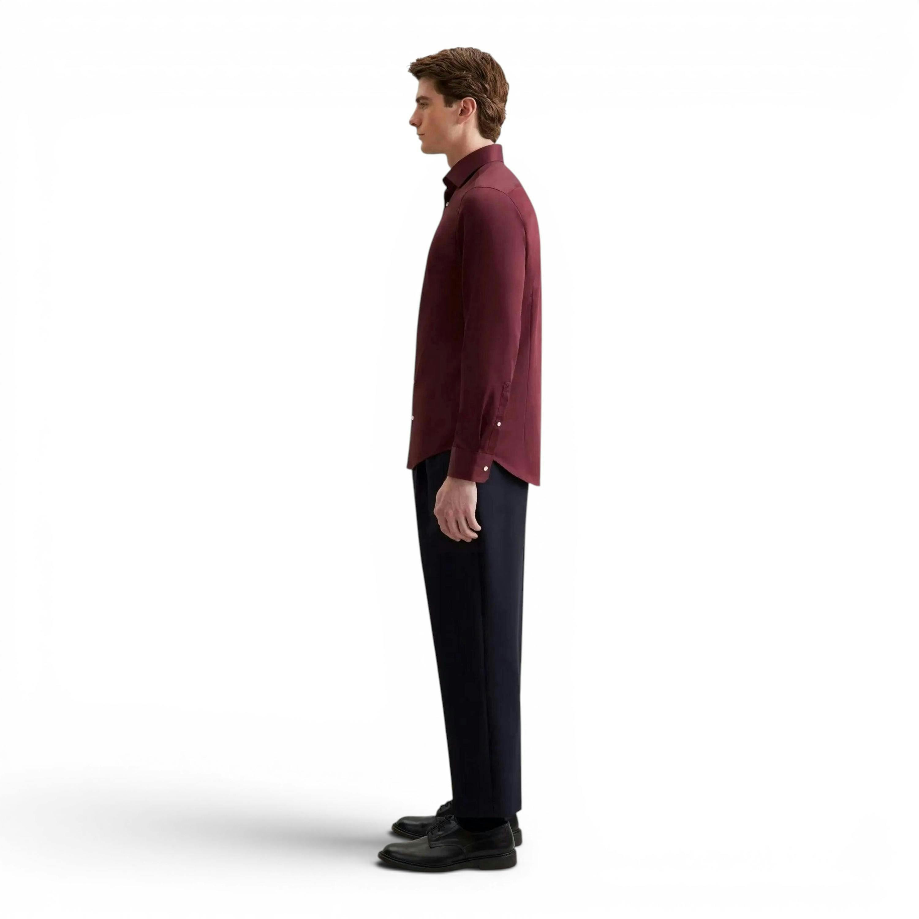 Seidensticker Shaped Fit Easy Iron New Kent Business Shirt Burgundy , view 6 of 6