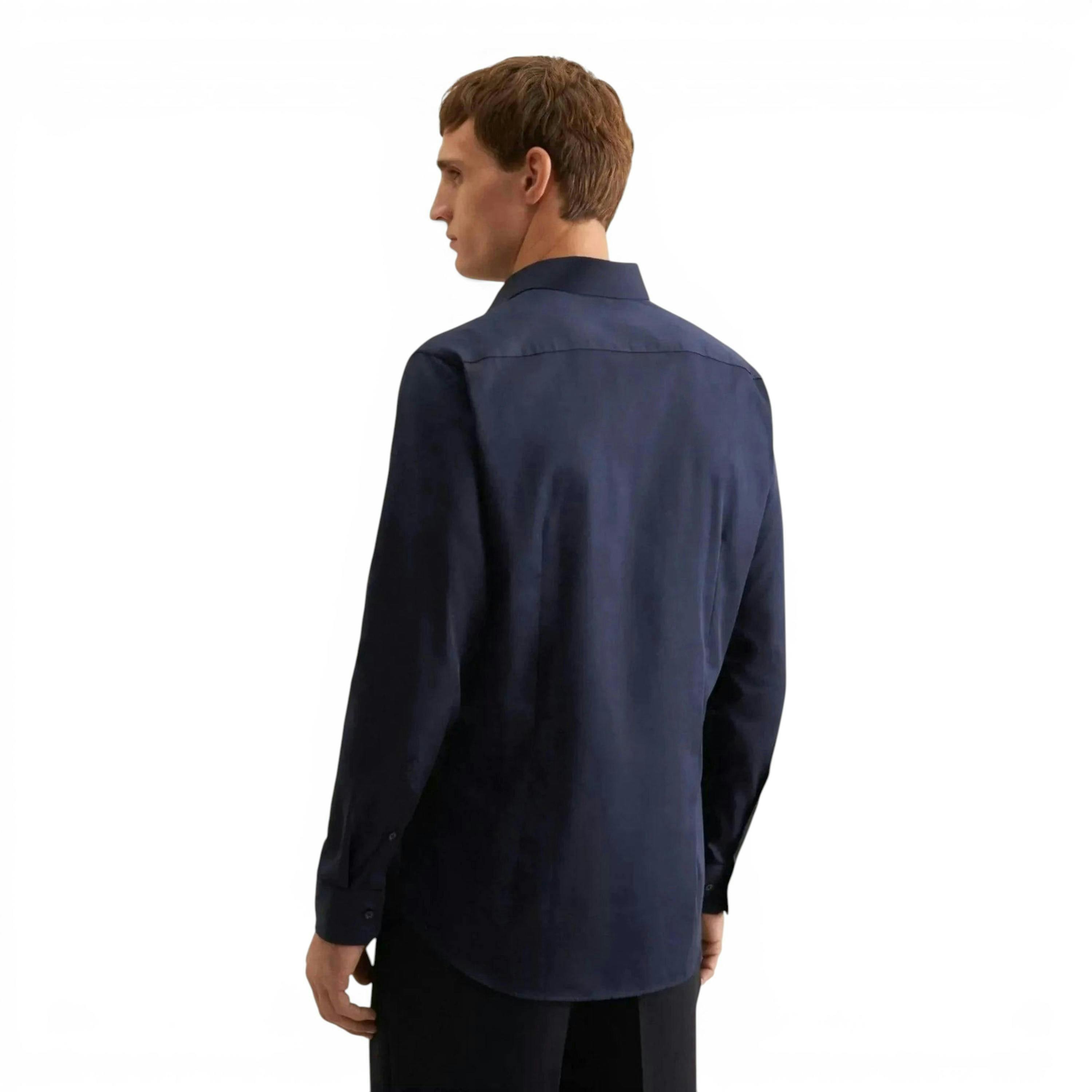 Seidensticker Shaped Fit Easy Iron New Kent Business Shirt Dark Blue , view 2 of 6
