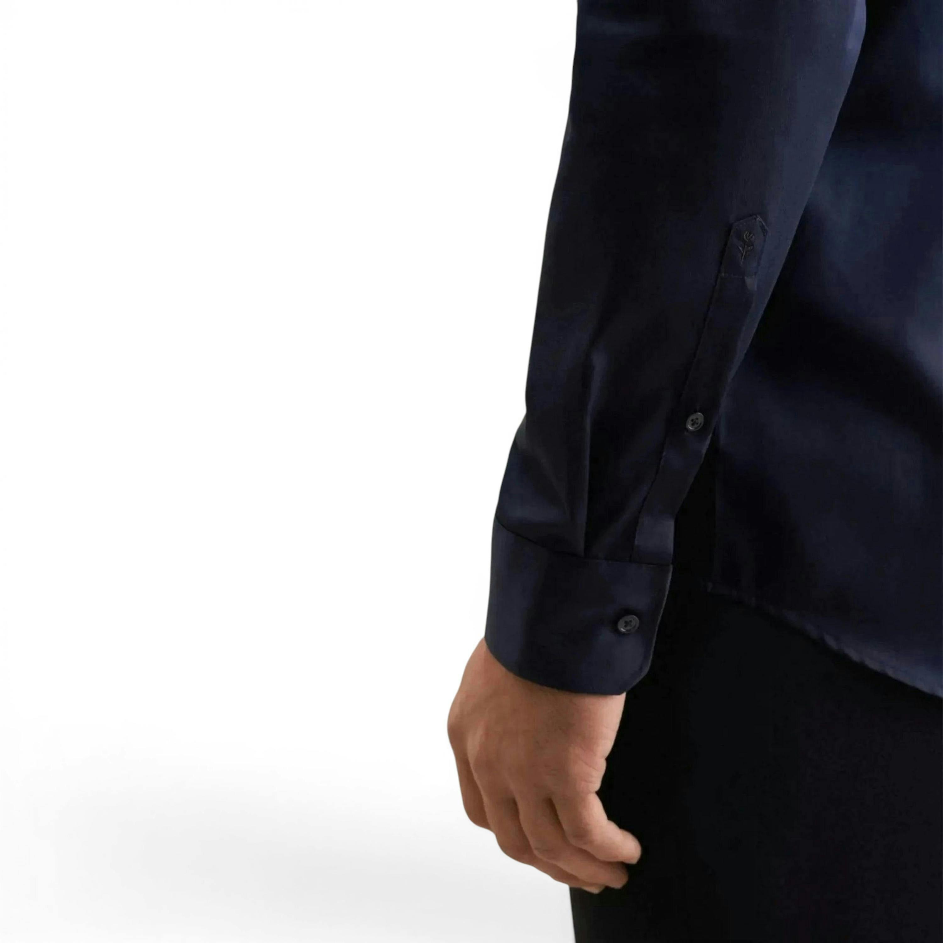 Seidensticker Shaped Fit Easy Iron New Kent Business Shirt Dark Blue , view 4 of 6