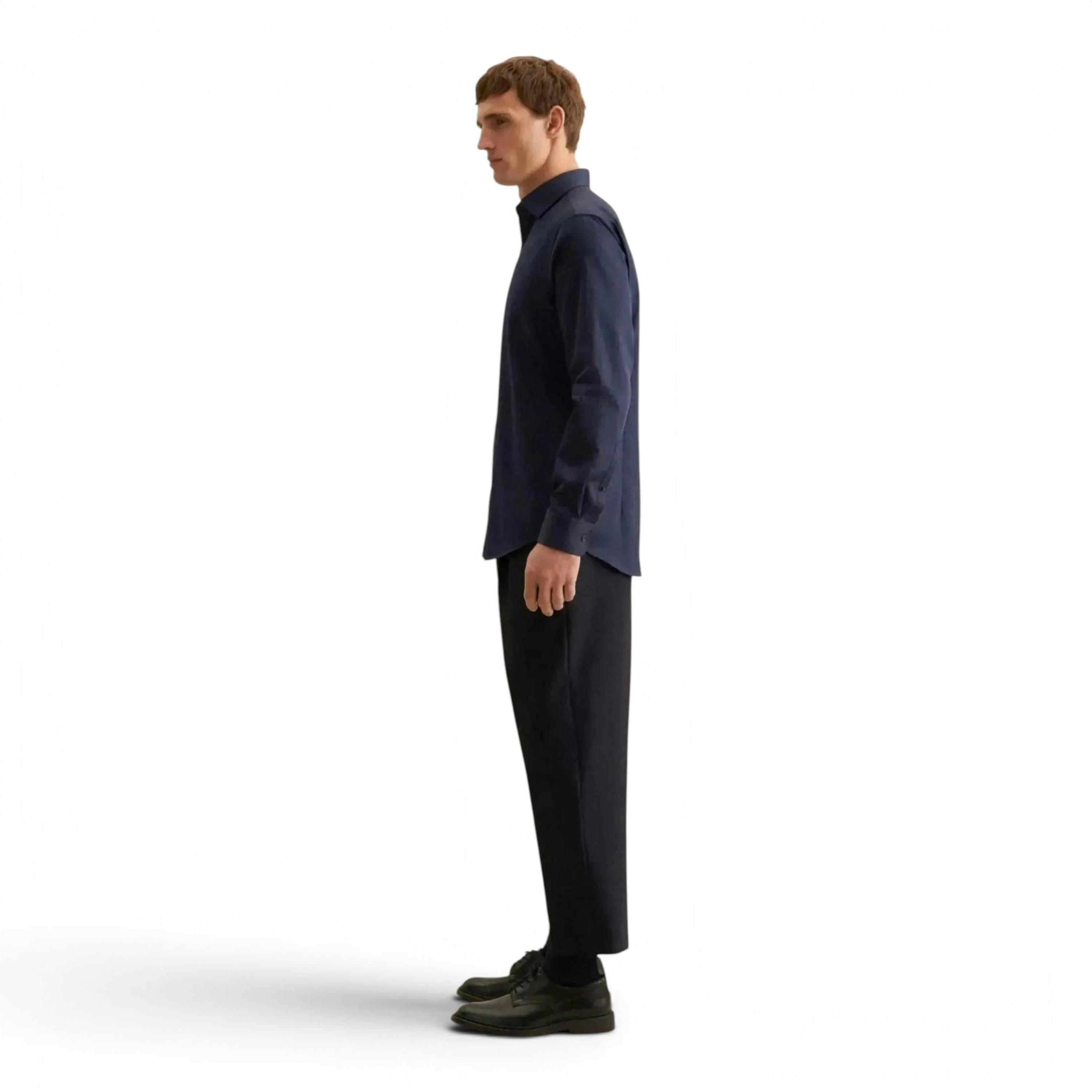 Seidensticker Shaped Fit Easy Iron New Kent Business Shirt Dark Blue , view 6 of 6