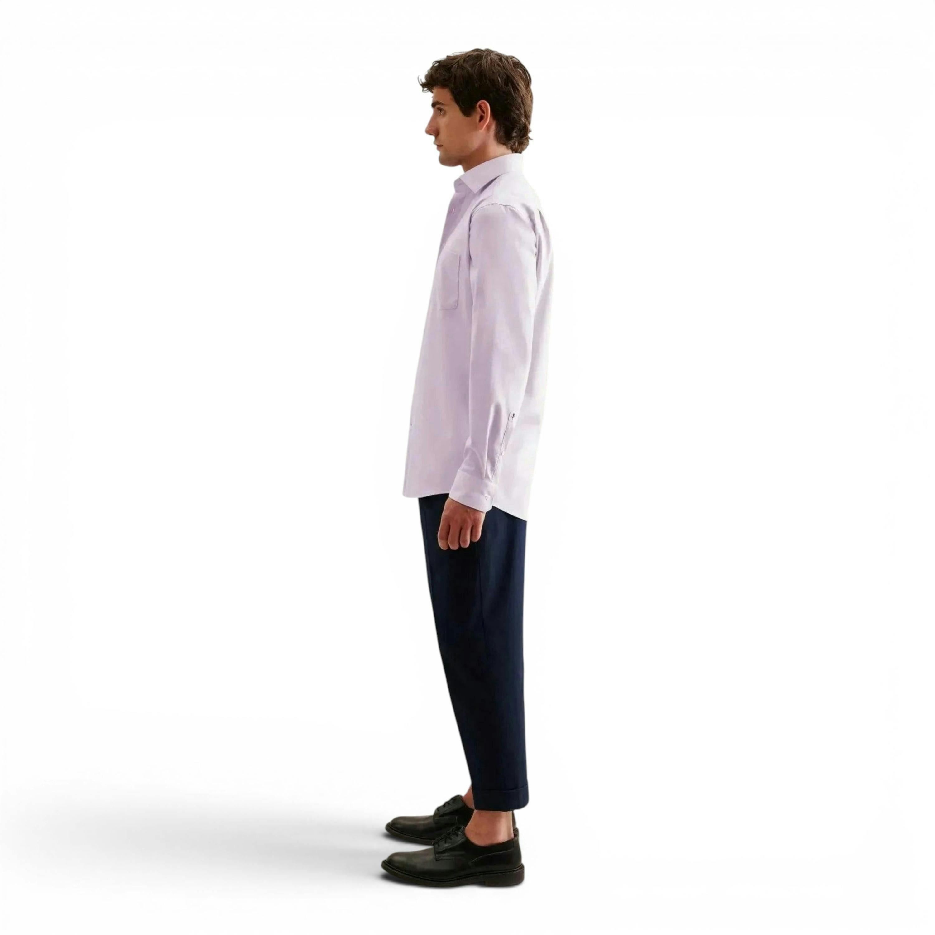 Seidensticker Shaped Fit No Iron New Kent Business Shirt Light Purple , view 5 of 6