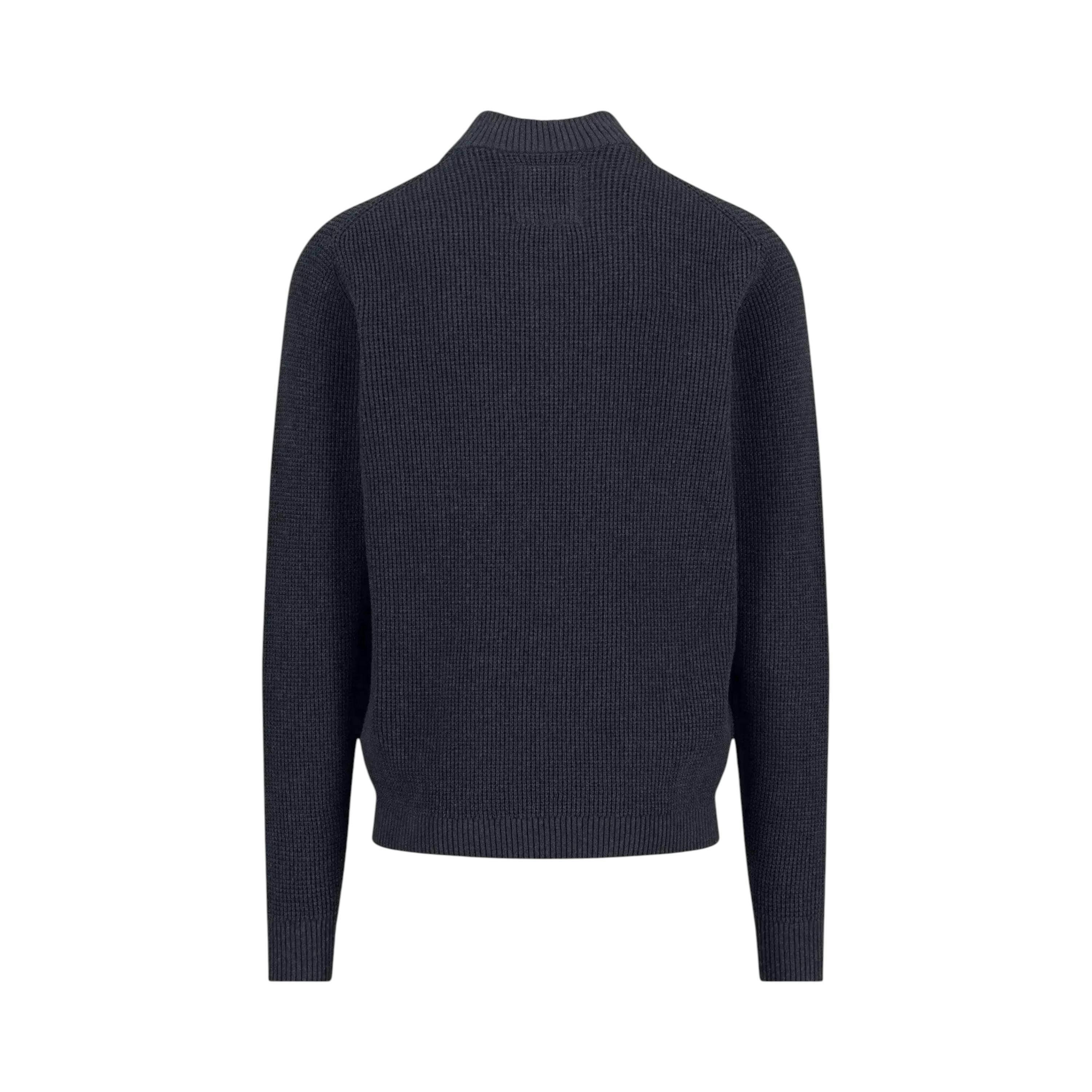 Structured Cotton 1/4 Zip Knit Navy , view 2 of 2