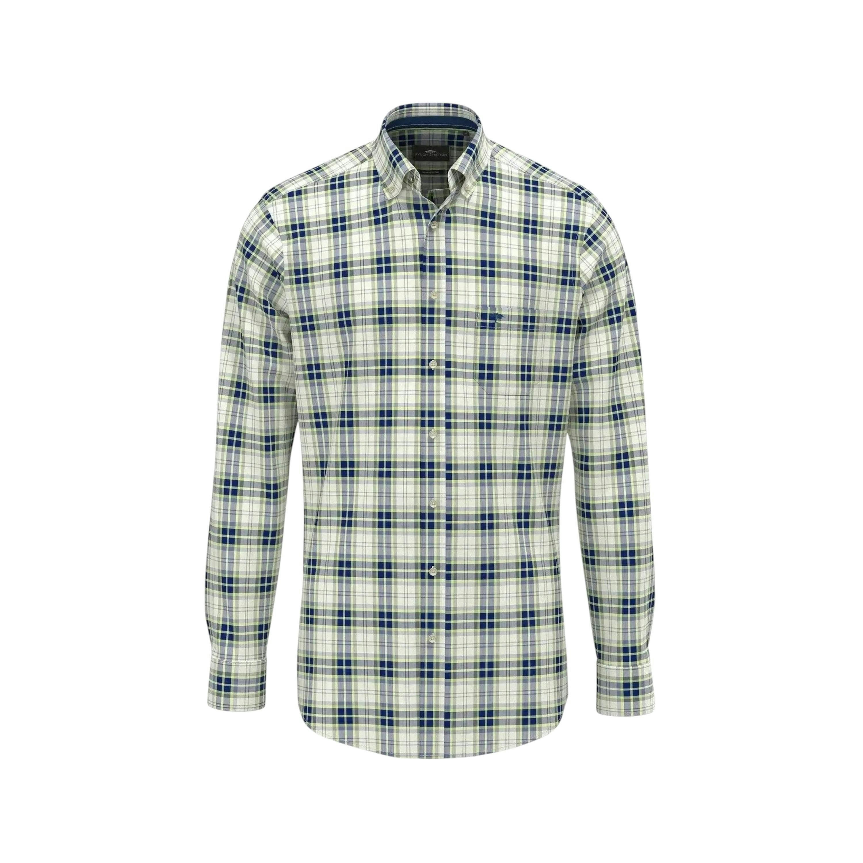 Washed Oxford Check Shirt Harbour Blue , view 1 of 2