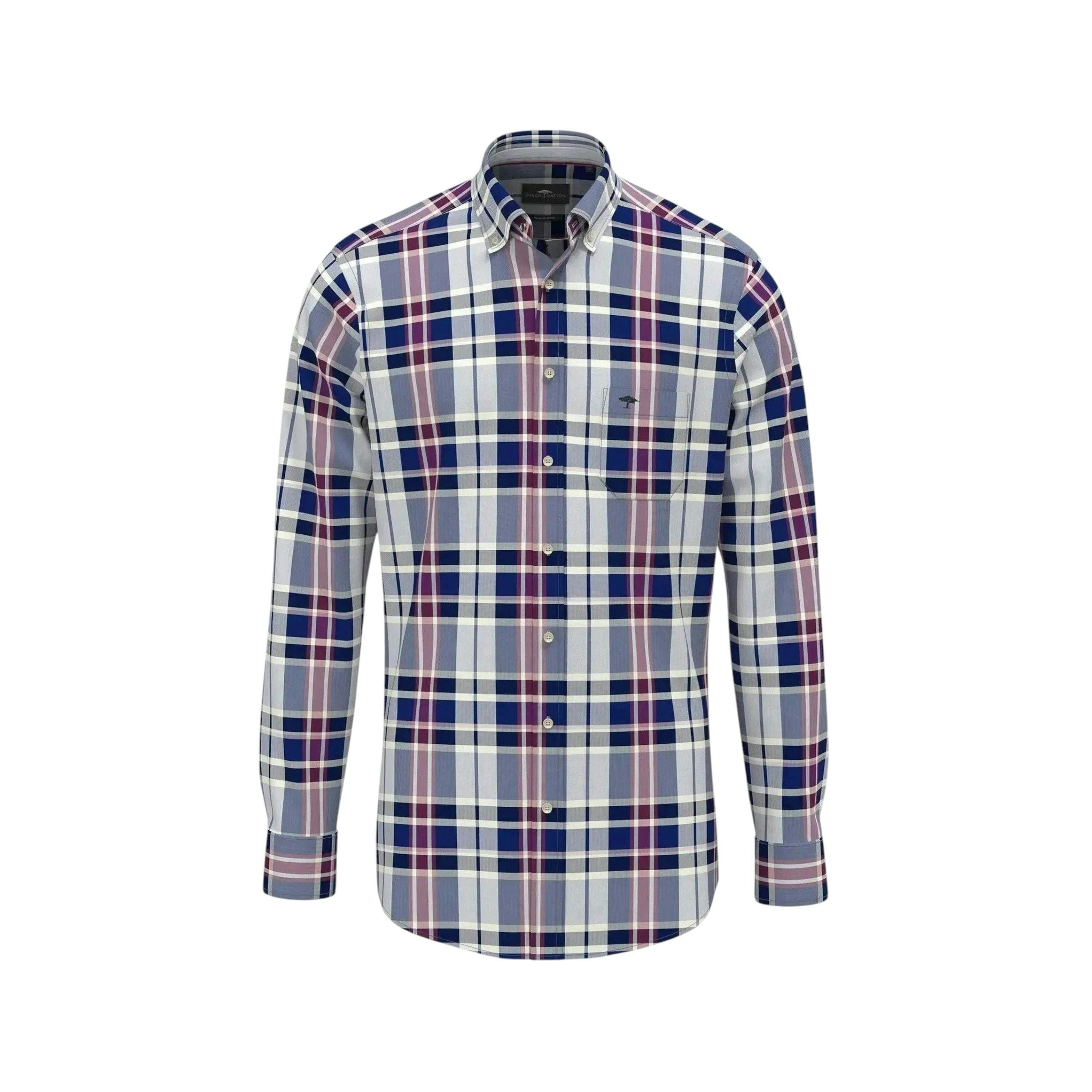 Washed Oxford Check Shirt Navy , view 1 of 2