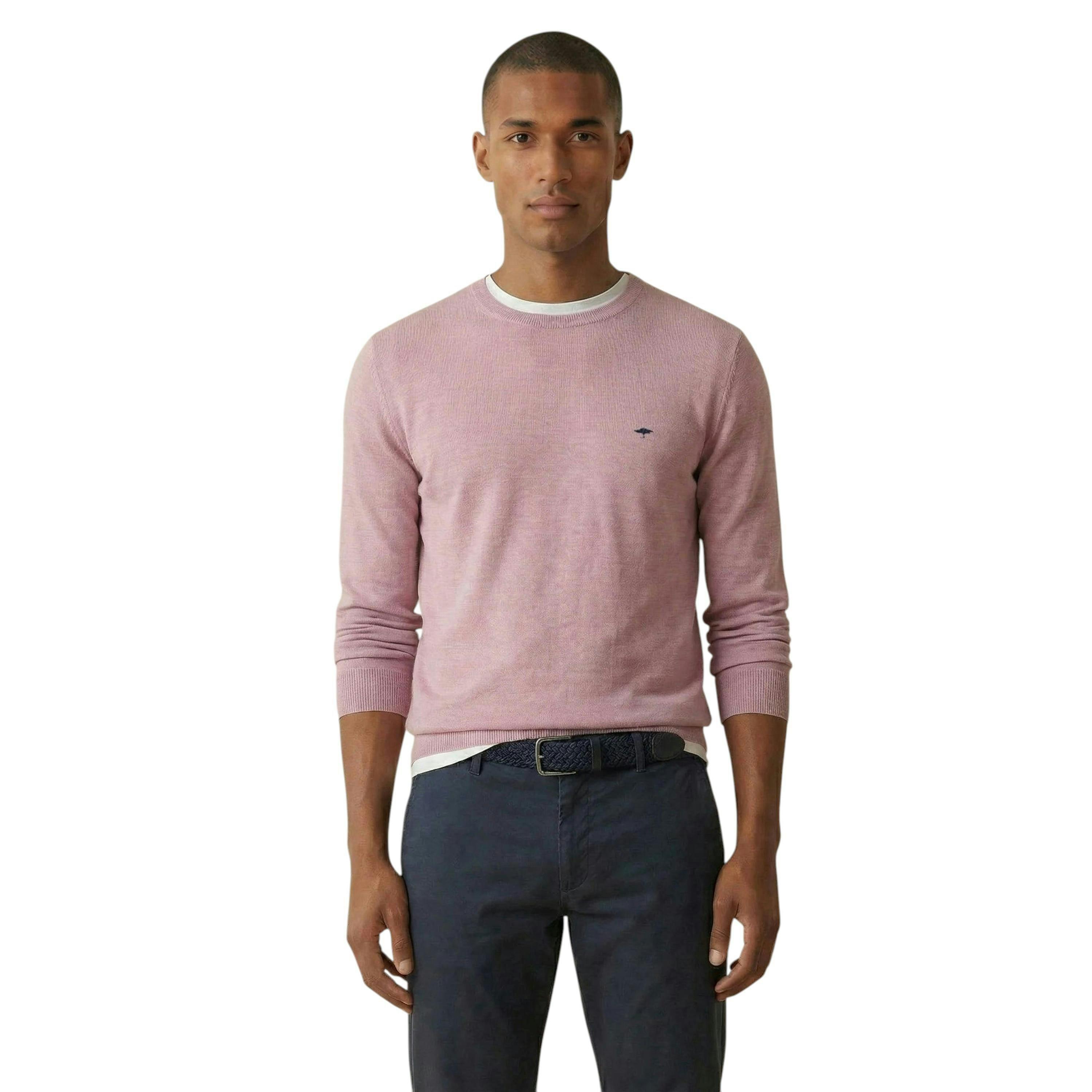Fine Knit Cotton Crewneck Sweater Magnolia , view 2 of 5