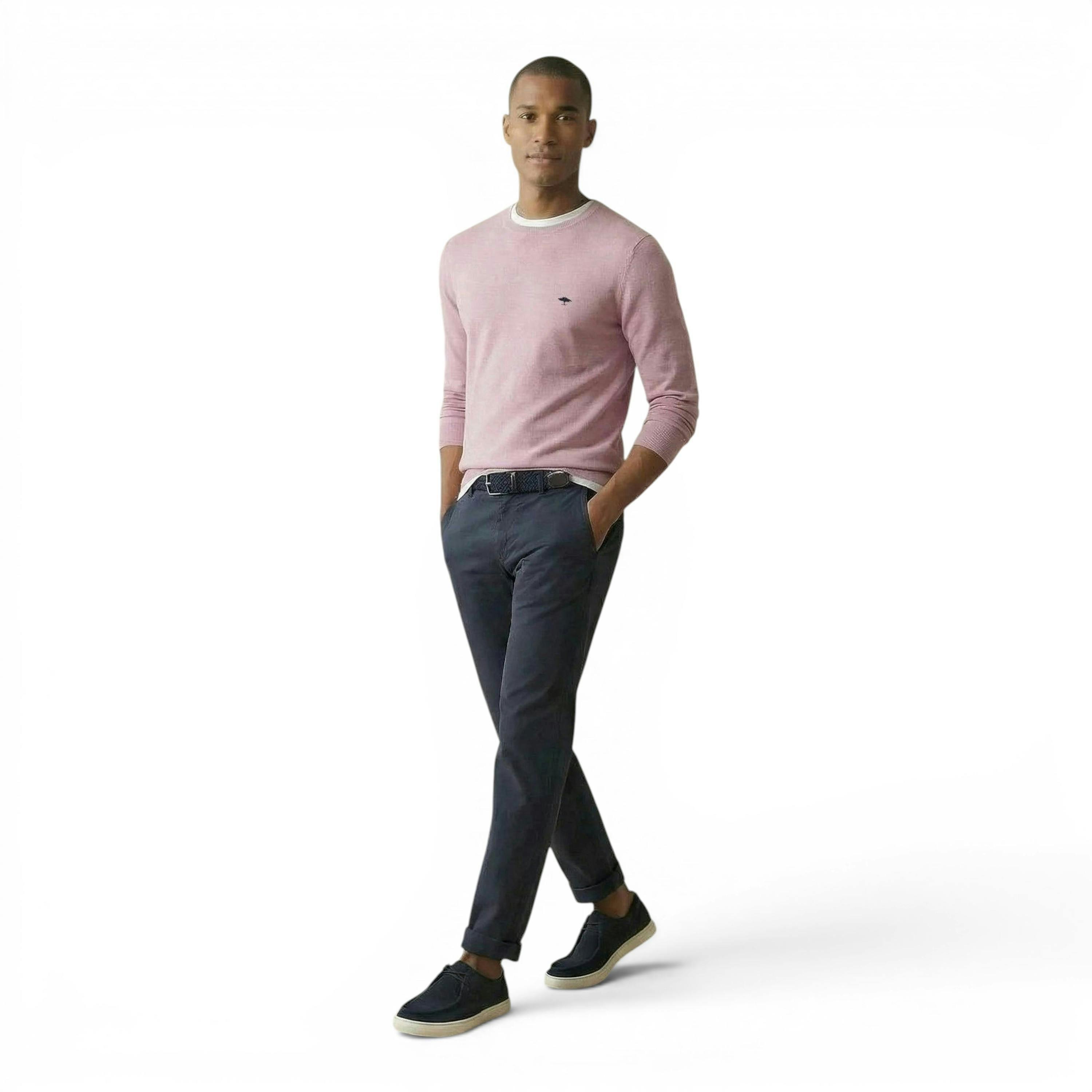 Fine Knit Cotton Crewneck Sweater Magnolia , view 4 of 5
