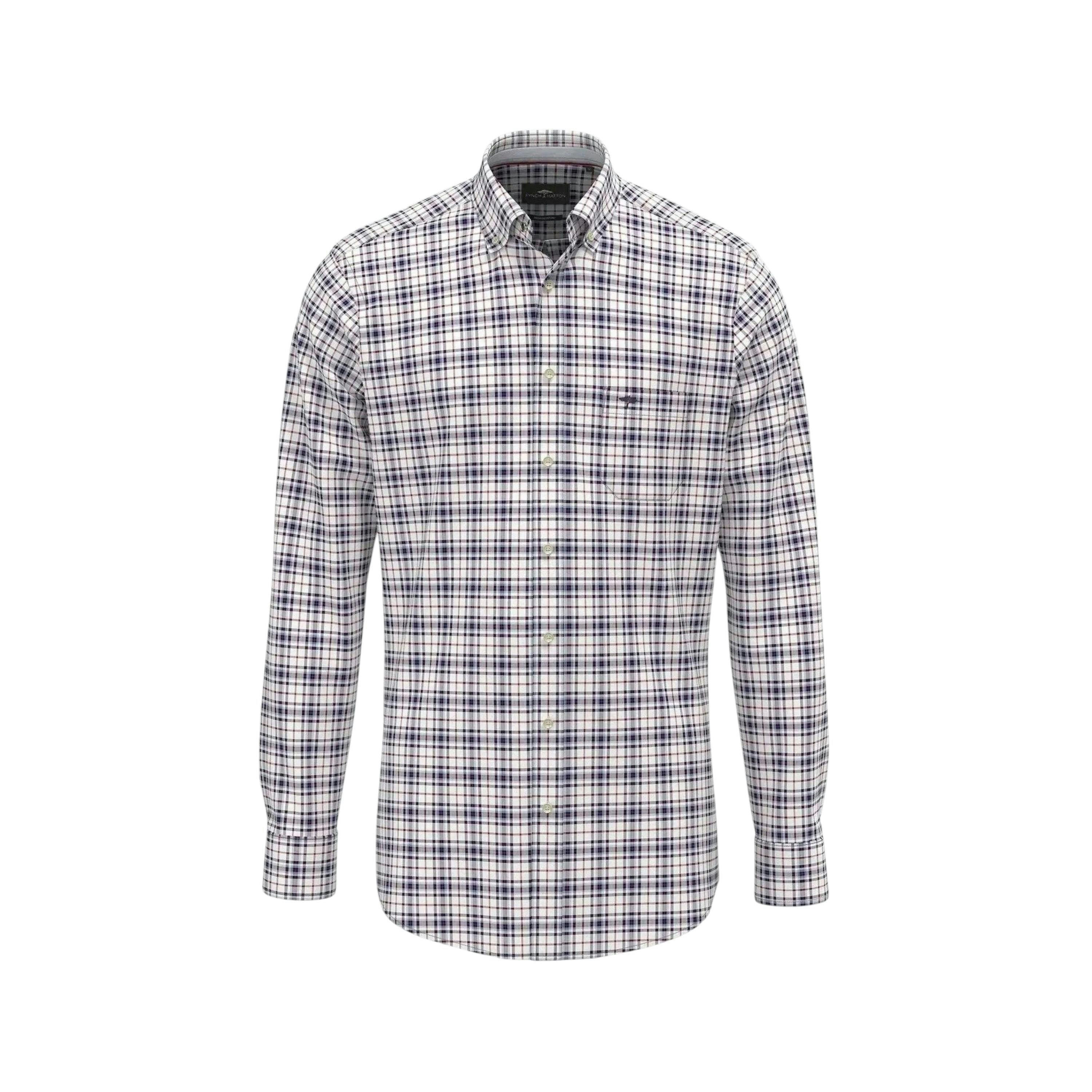 Washed Oxford Check Shirt Aubergine , view 1 of 2