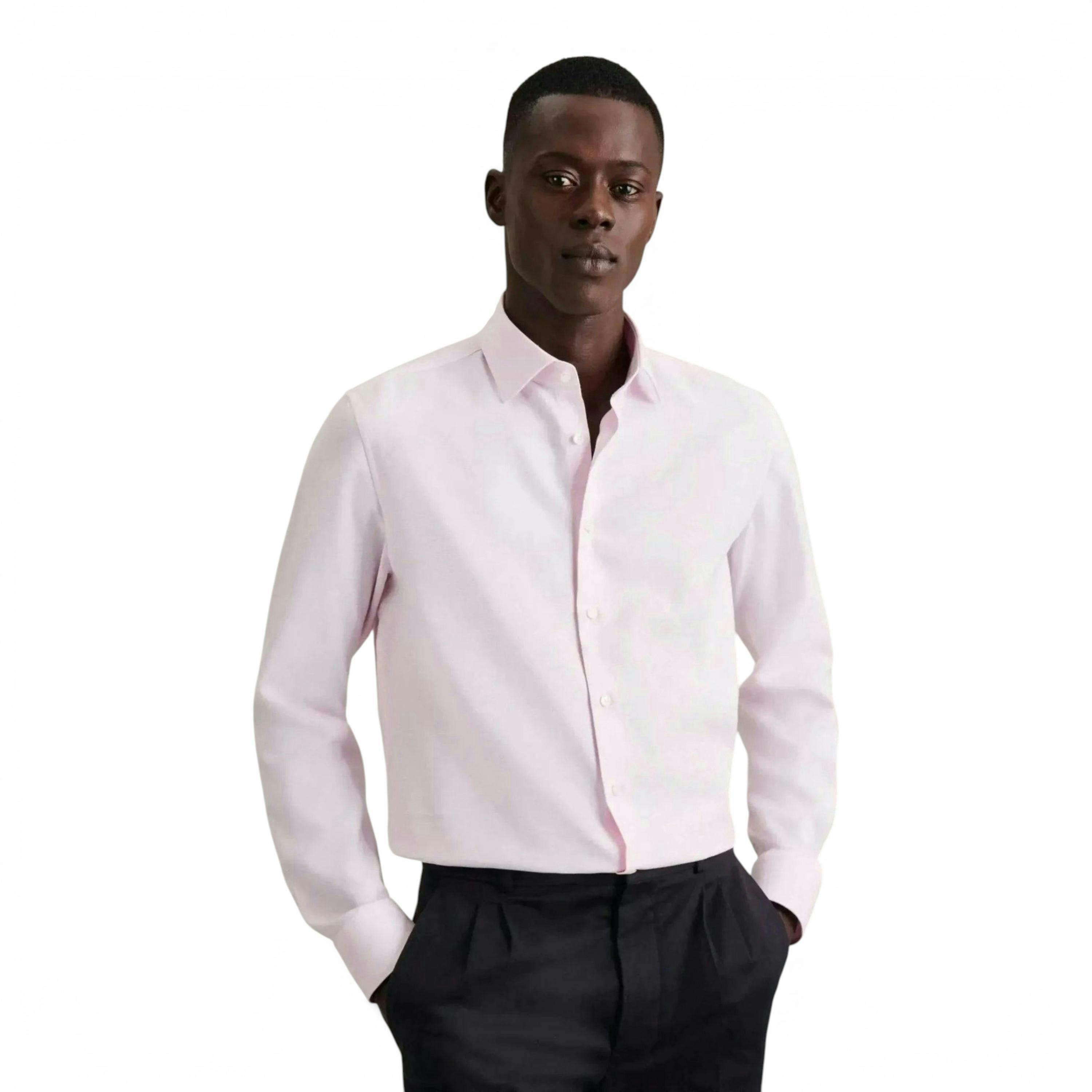 Seidensticker Shaped Fit No Iron New Kent Structured Business Shirt Pink , view 1 of 6