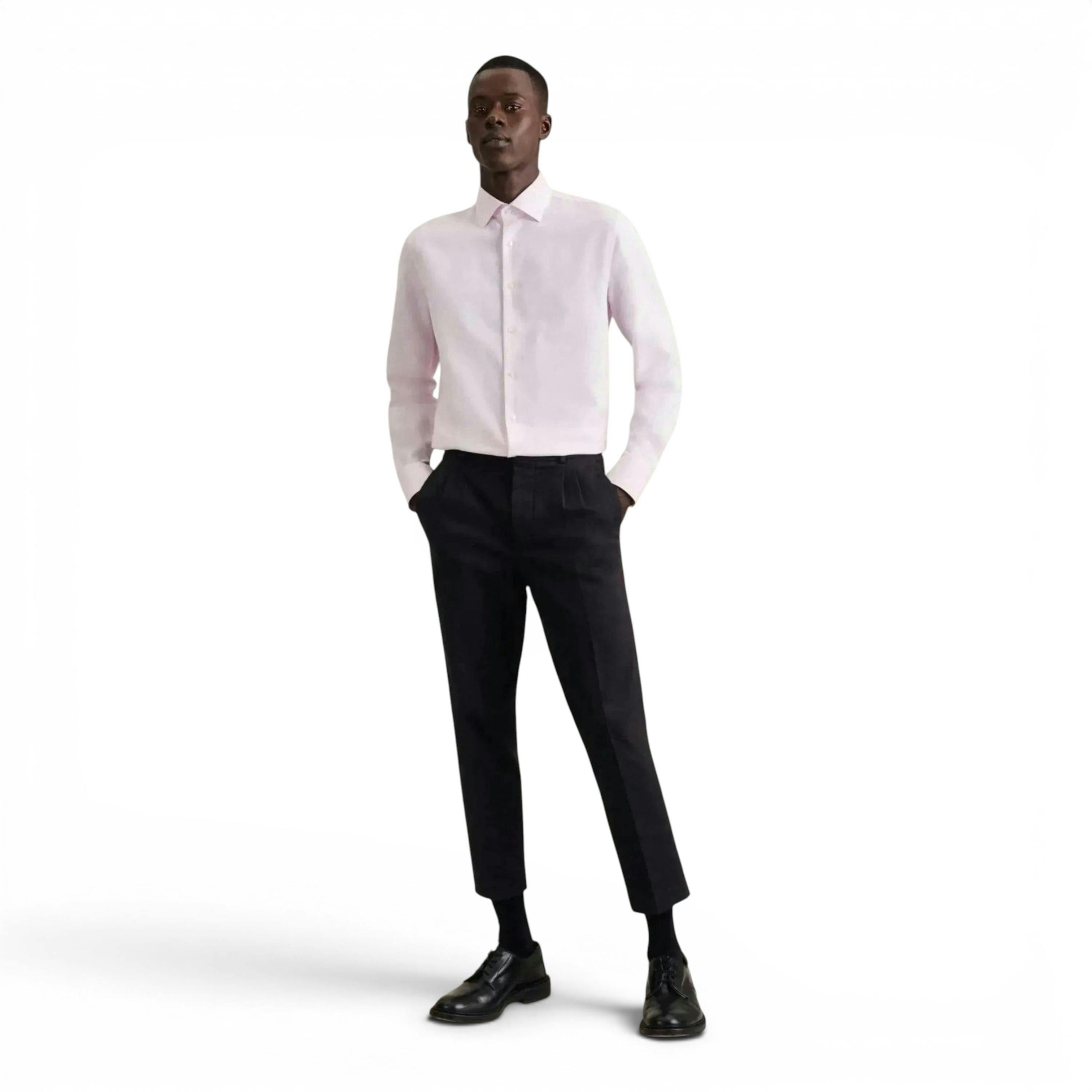 Seidensticker Shaped Fit No Iron New Kent Structured Business Shirt Pink , view 5 of 6
