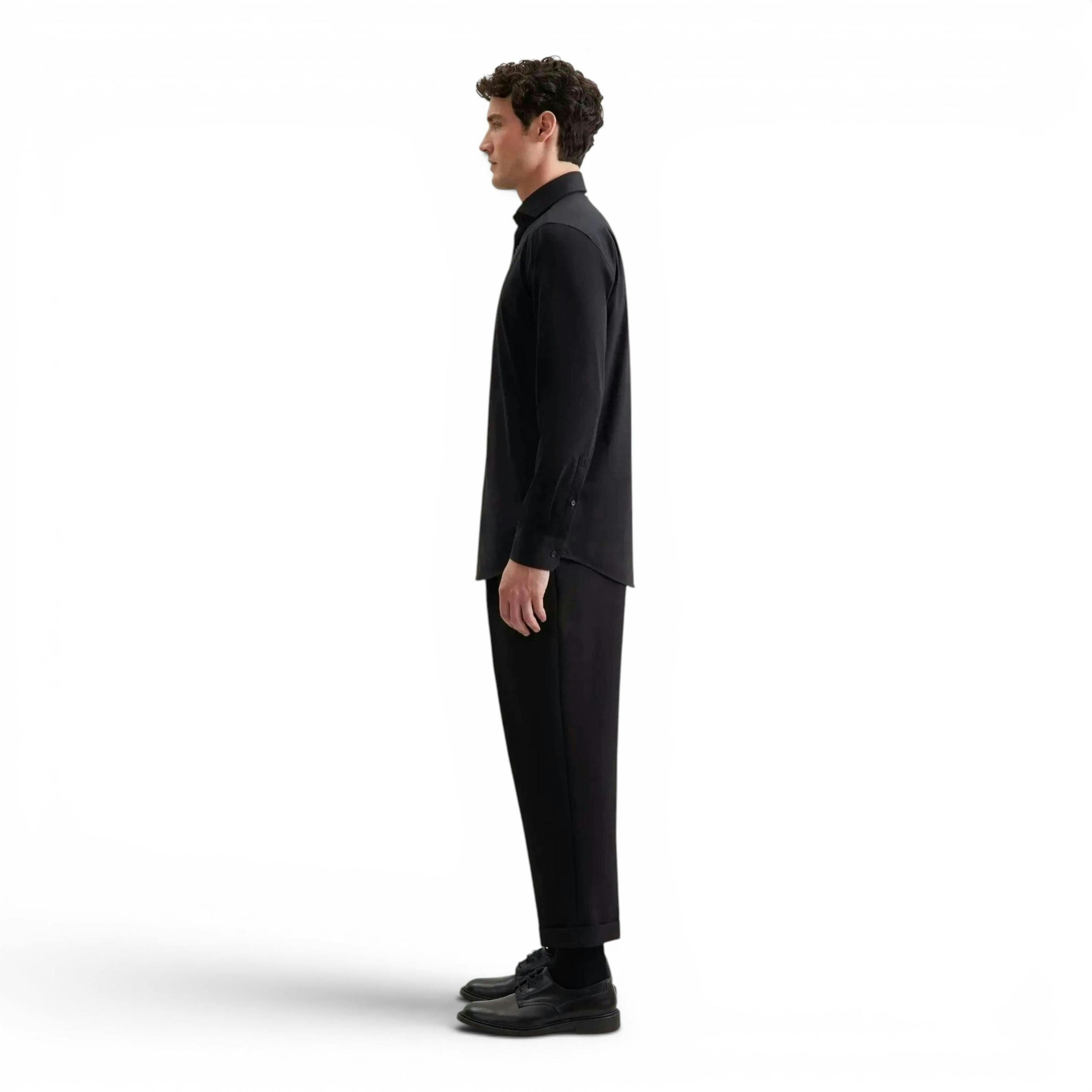Seidensticker Regular Fit Kent Collar Jersey Shirt Black , view 6 of 6