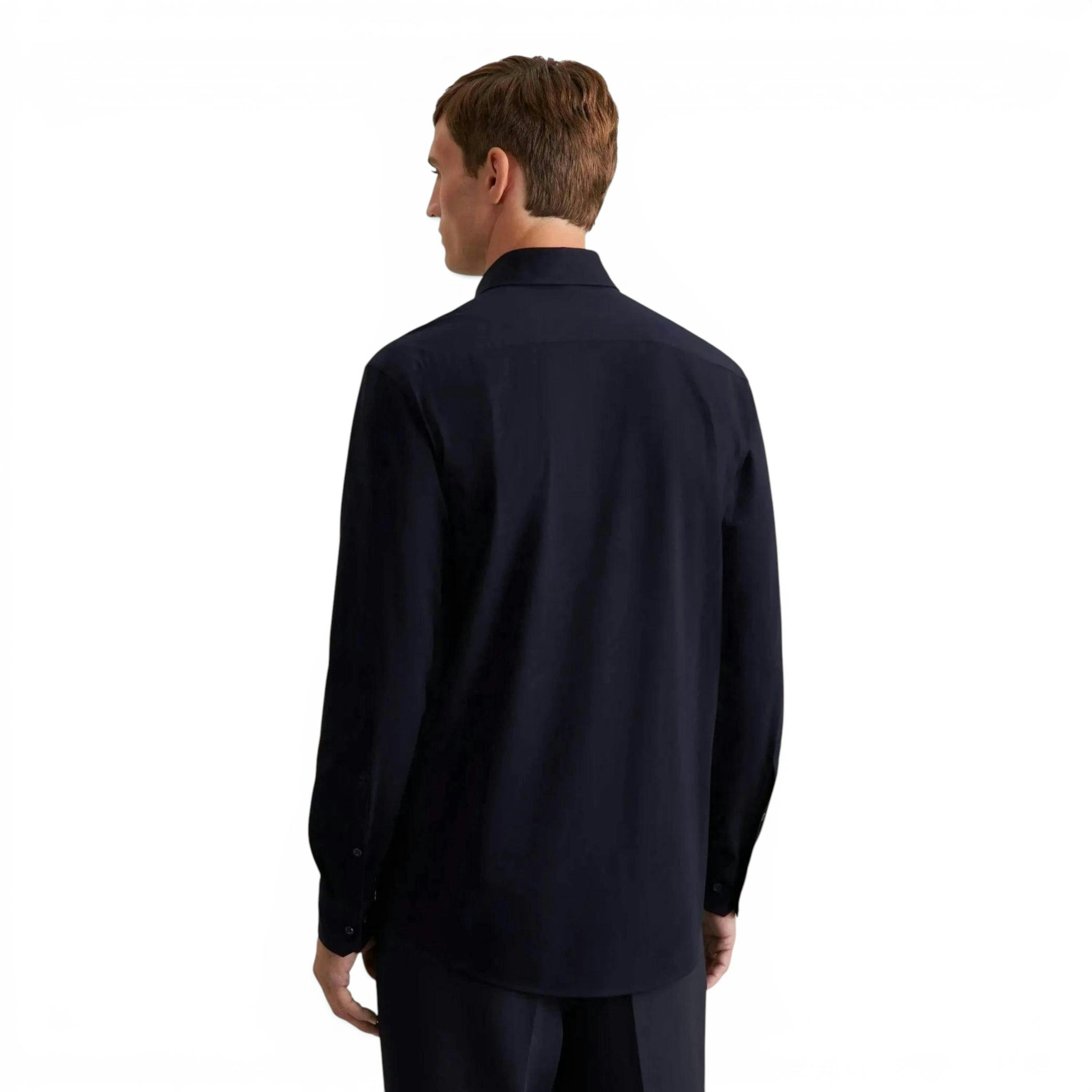 Seidensticker Regular Fit Kent Collar Jersey Shirt Dark Blue , view 2 of 6