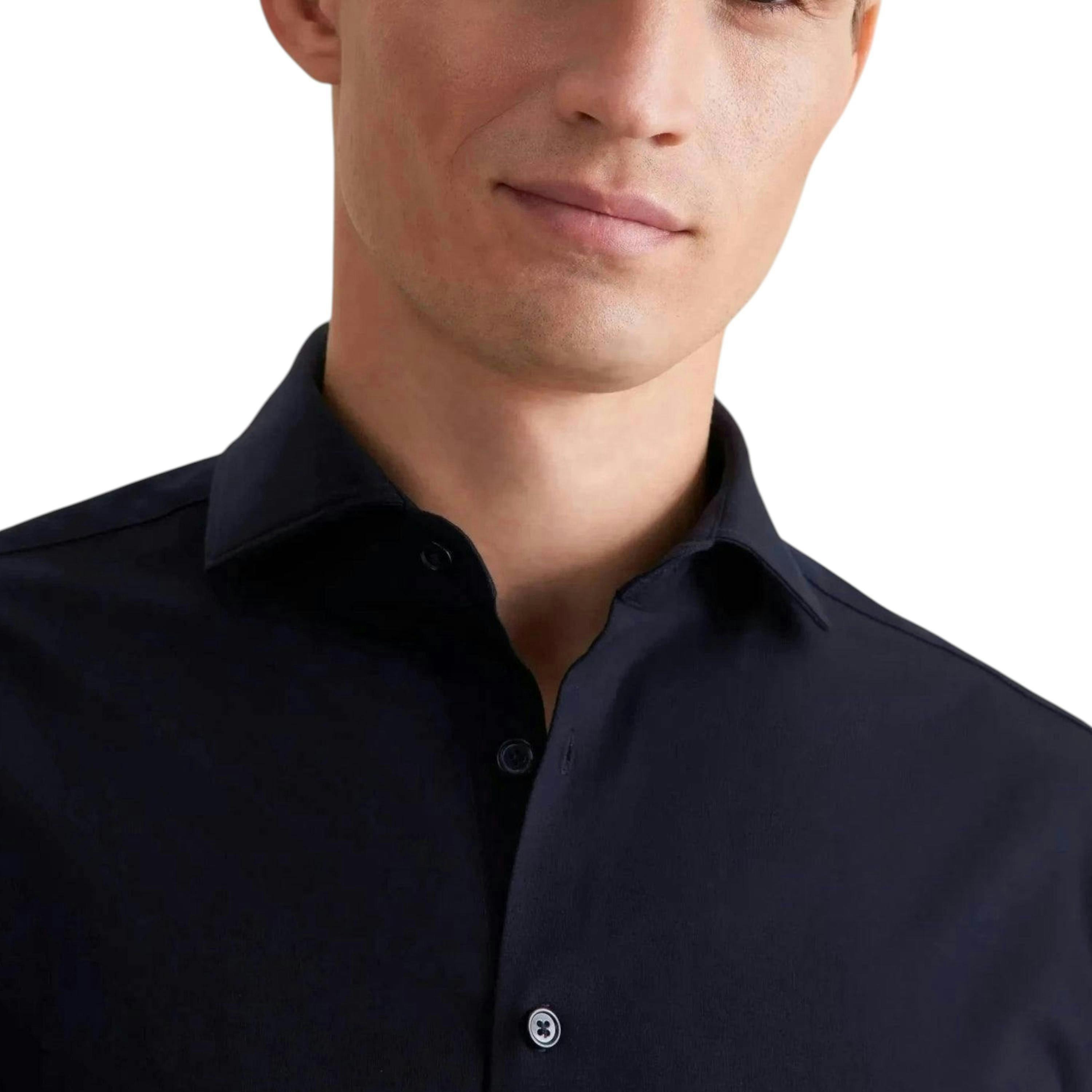 Seidensticker Regular Fit Kent Collar Jersey Shirt Dark Blue , view 3 of 6