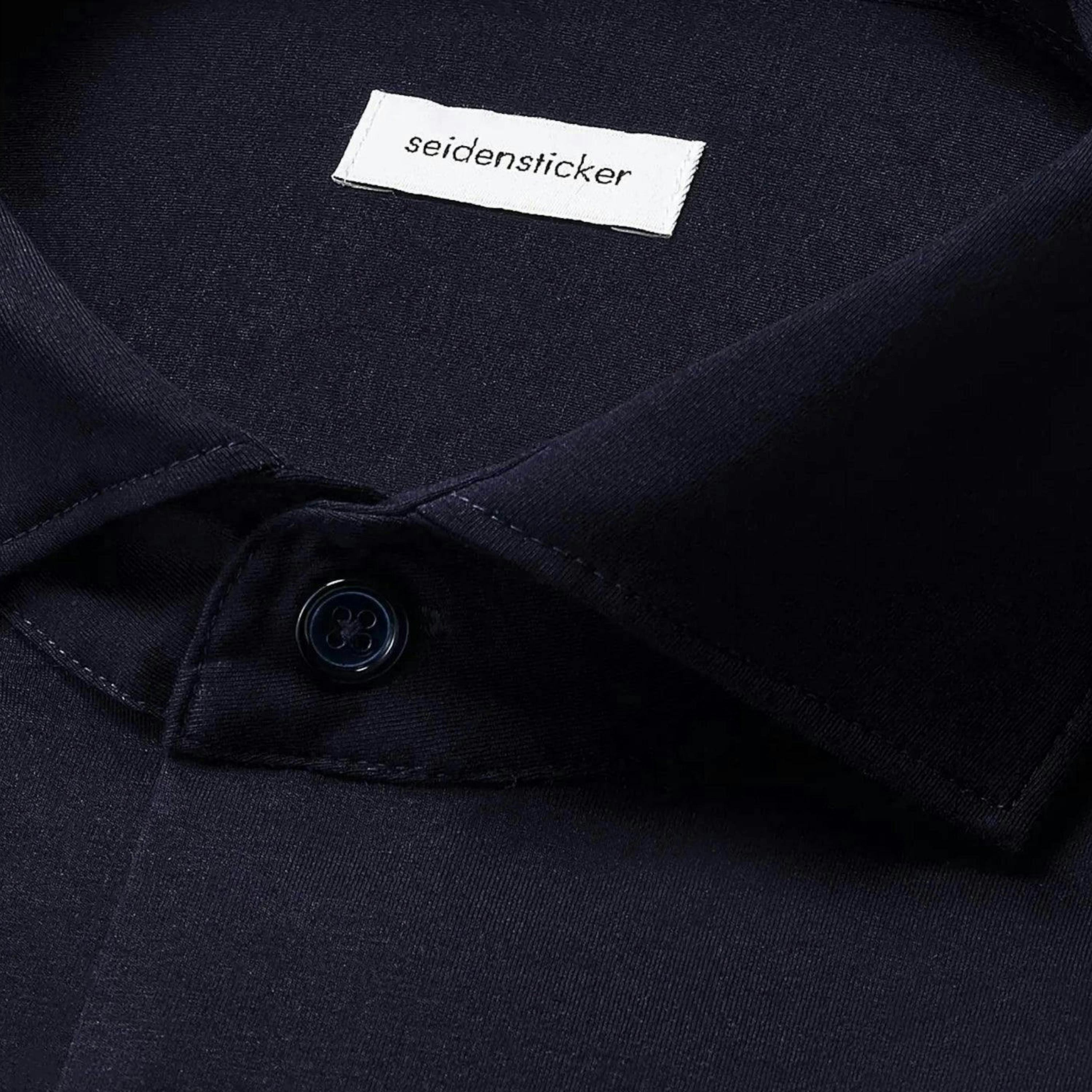 Seidensticker Regular Fit Kent Collar Jersey Shirt Dark Blue , view 6 of 6