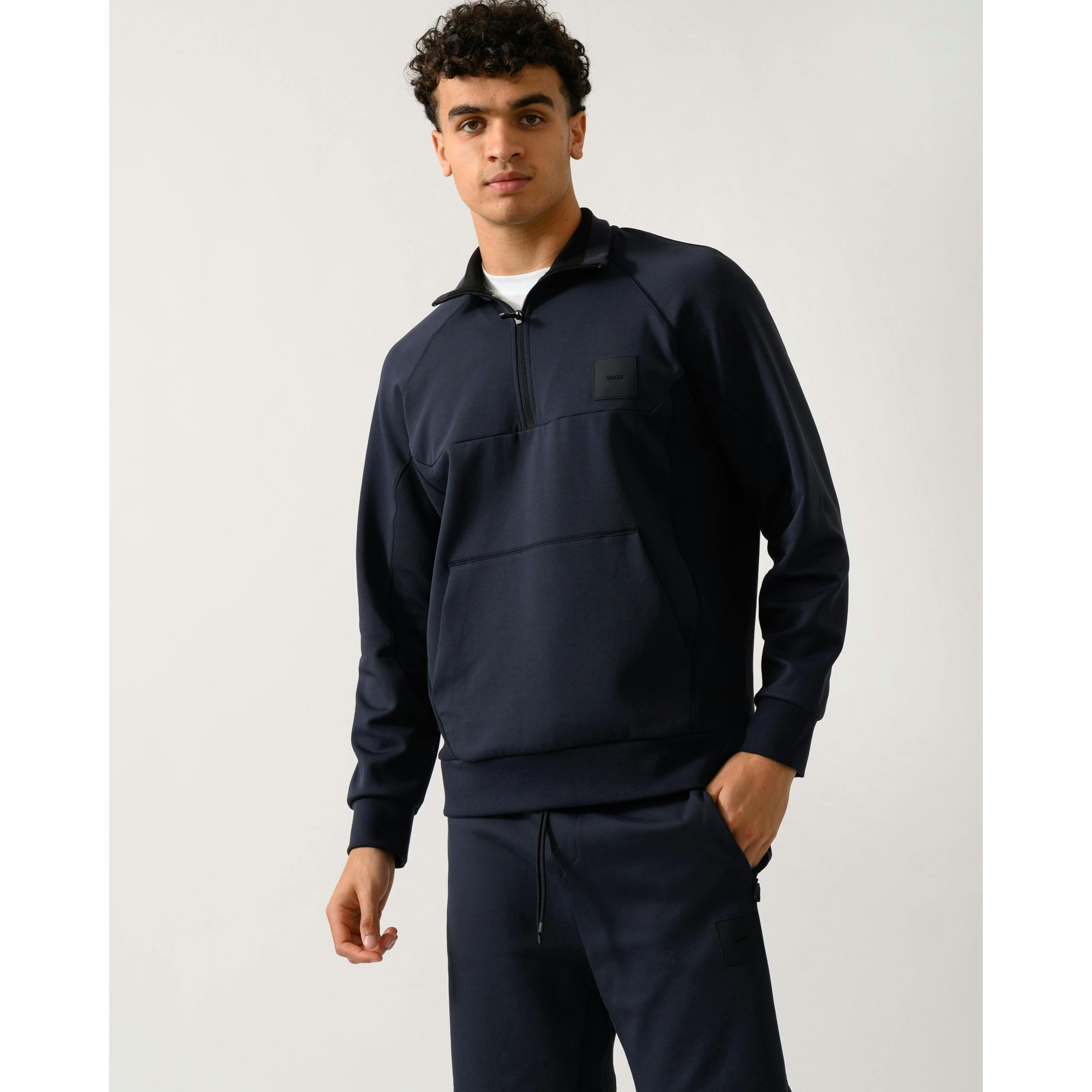 Hugo Boss Rib Sweatshirt  in Blue , view 1 of 4
