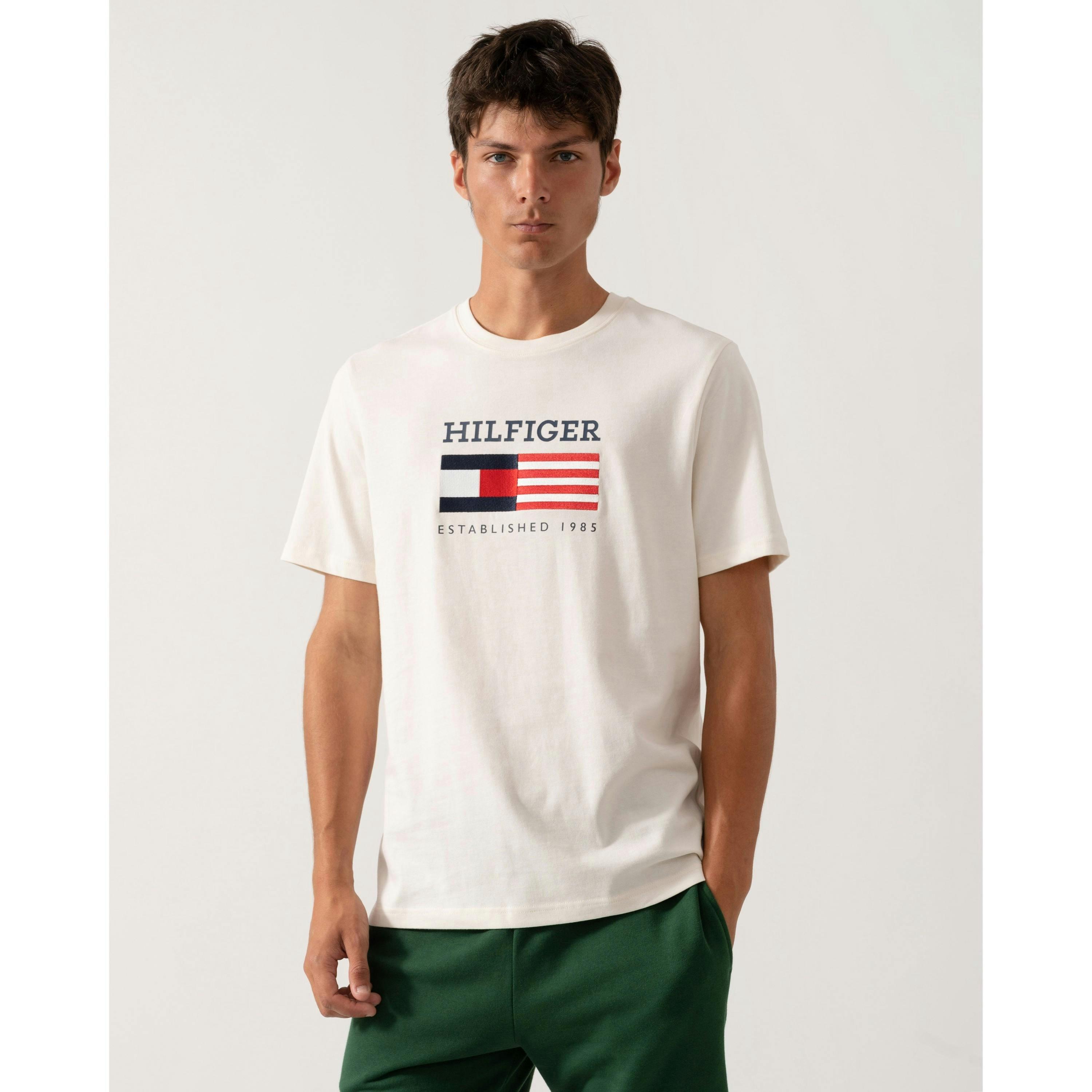 Tommy Hilfiger Flag T-Shirt  in Ivory , view 1 of 4