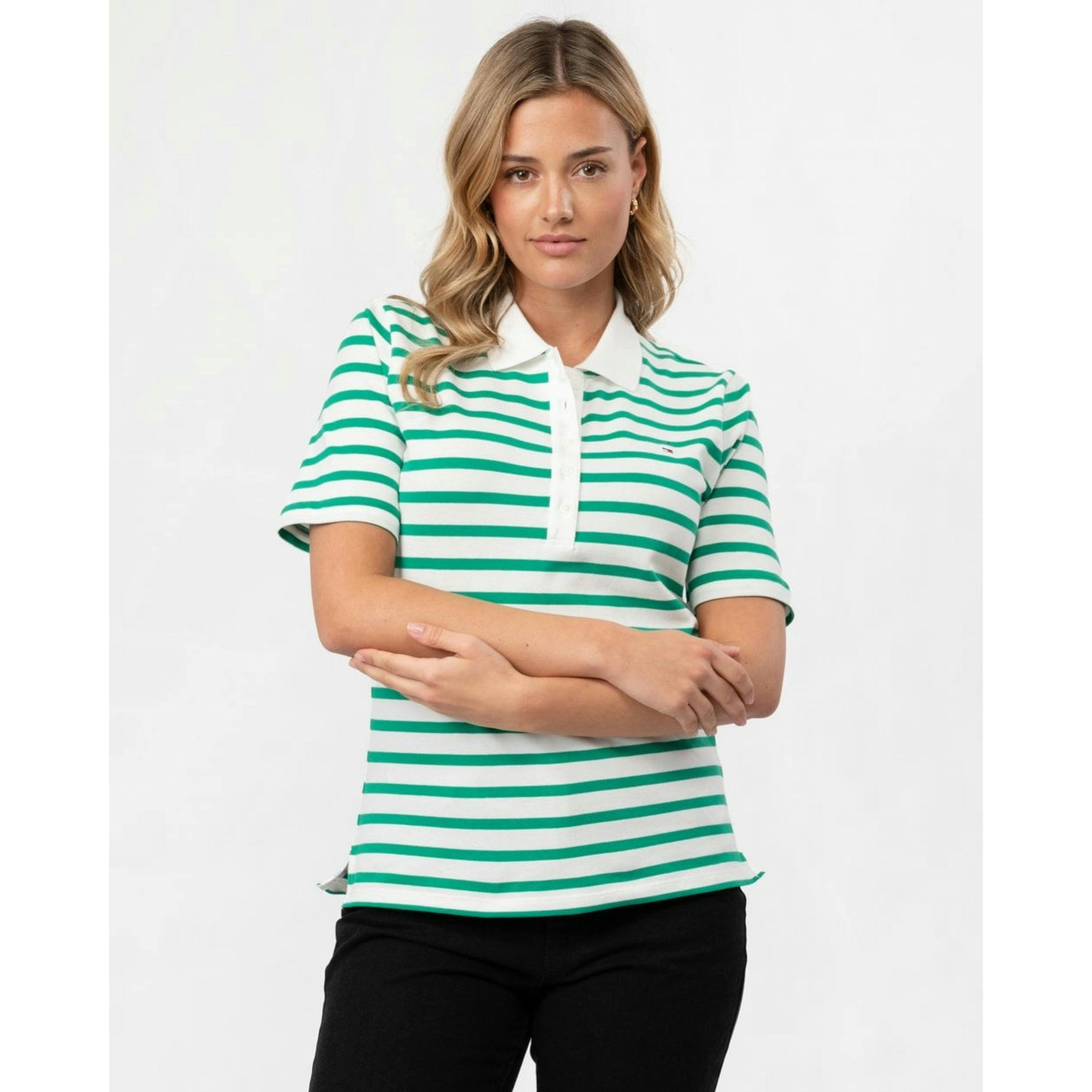 Tommy Hilfiger Stripe Polo Shirt  in Green , view 1 of 4