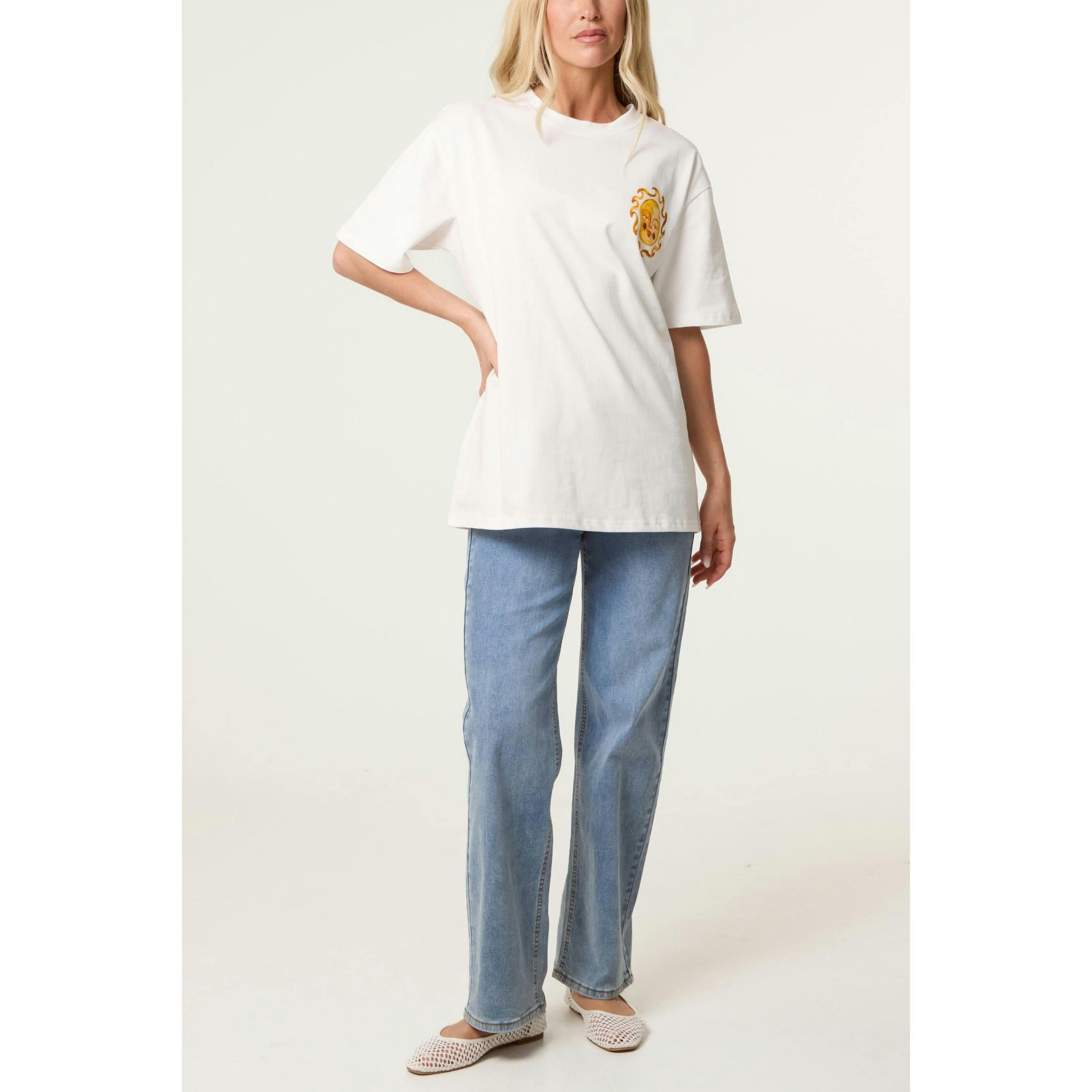Blue Vanilla Short Sleeve Back Print T-Shirt  in White , view 1 of 4