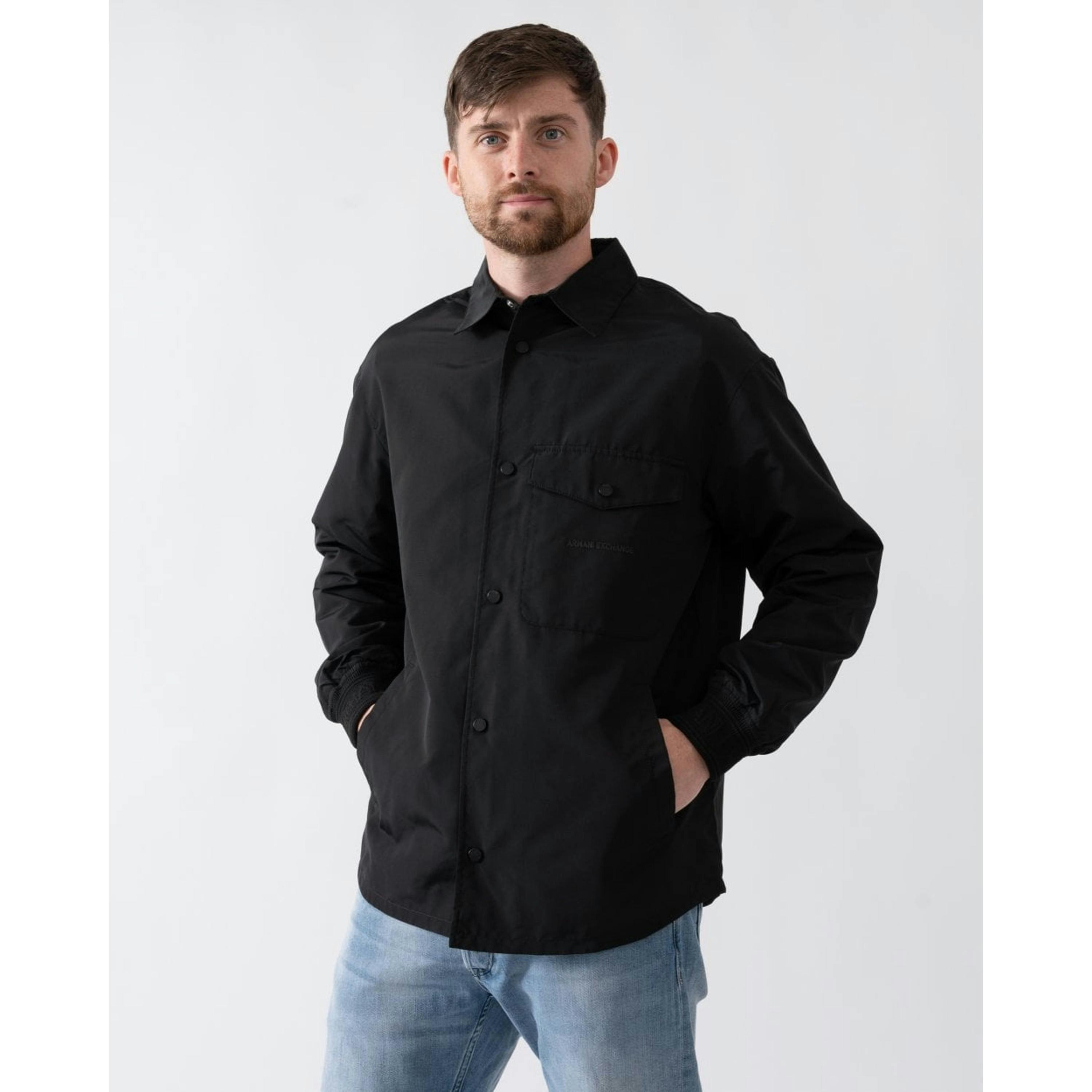 Armani Exchange Logo Overshirts  in Black , view 1 of 6