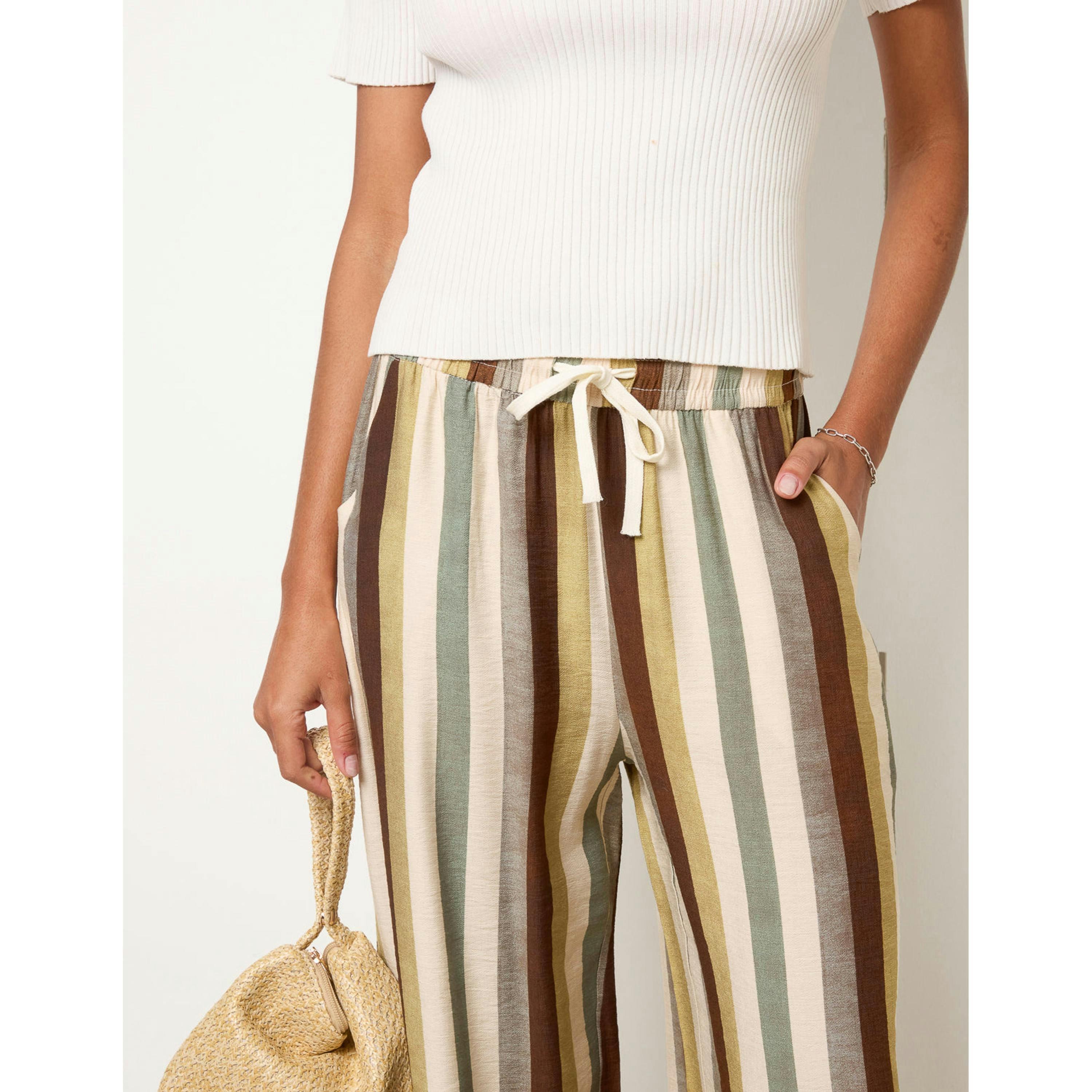 Blue Vanilla Striped Wide Leg Trousers  in Multicolour , view 3 of 4