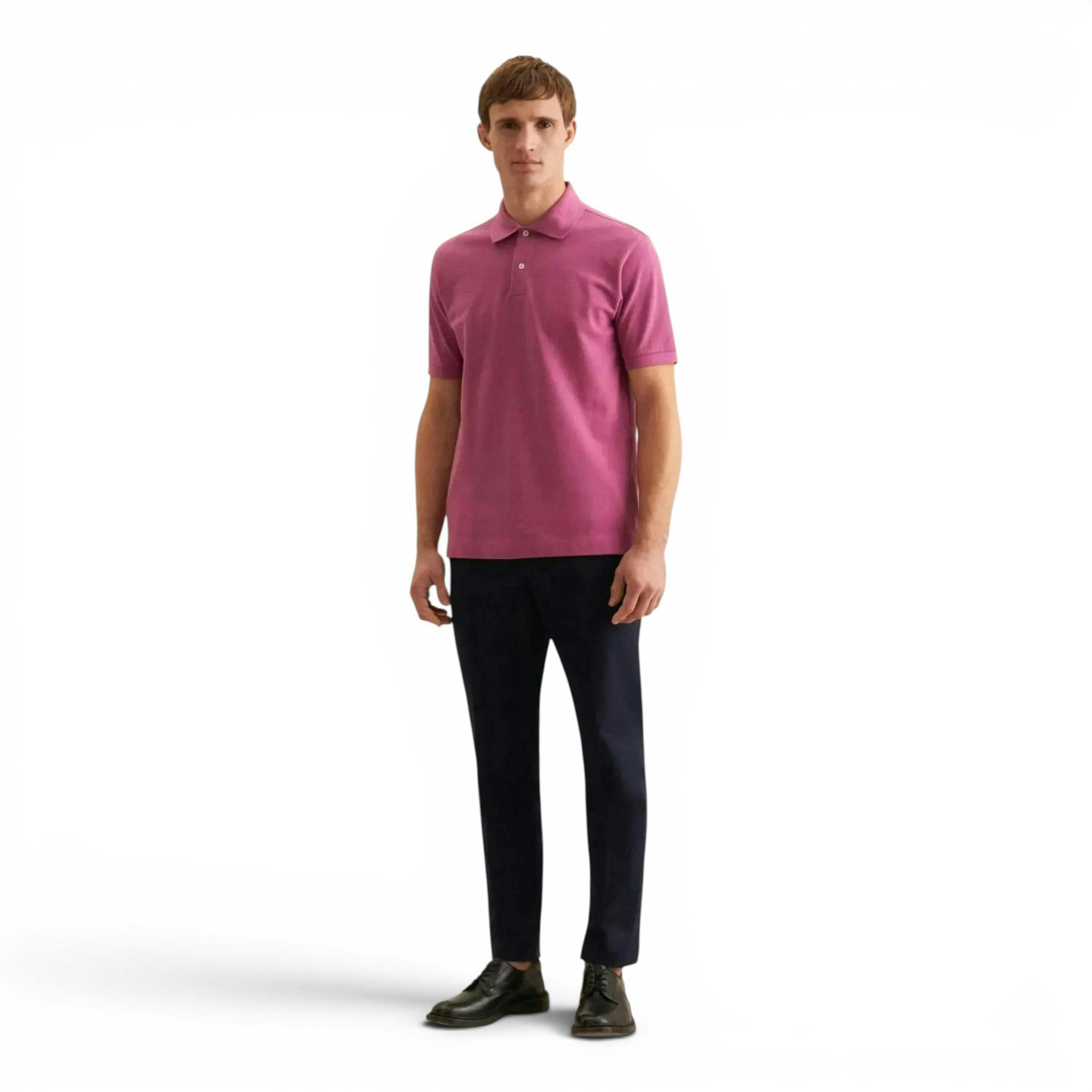 Seidensticker Regular Fit Pique Polo Shirt Dark Pink , view 5 of 6