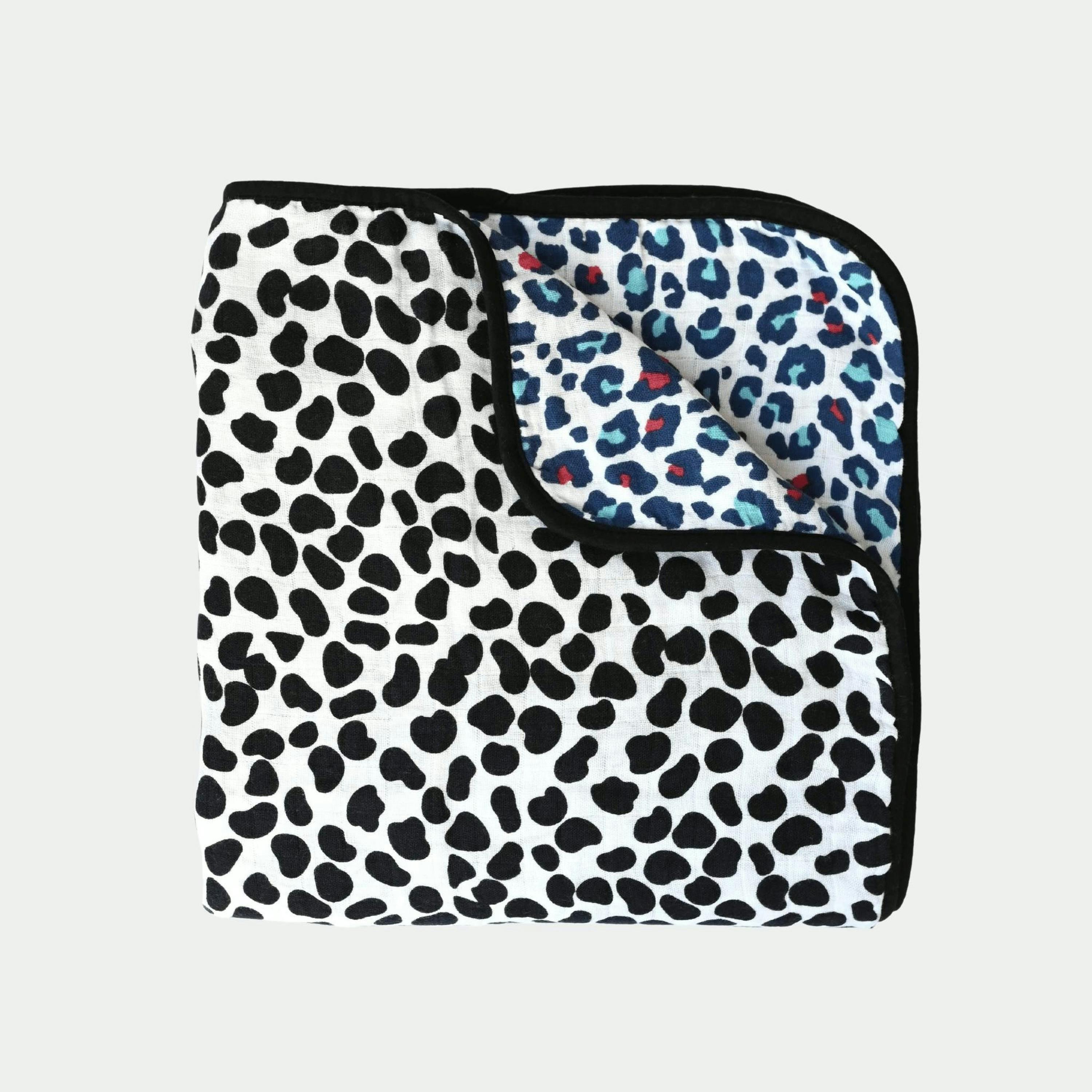 ANIMAL PRINT MUSLIN BLANKET - reversible - birth to 12 months , view 1 of 4