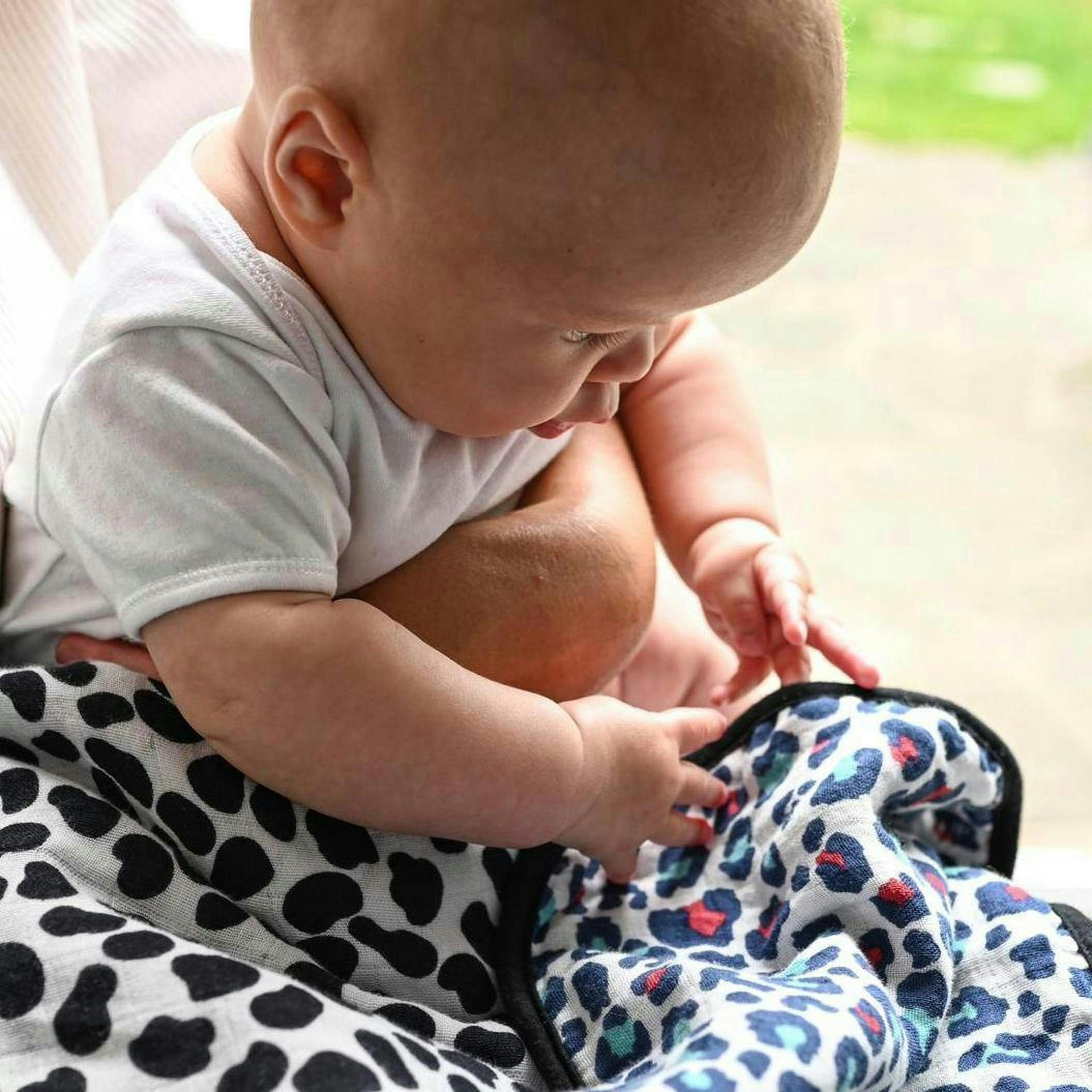 ANIMAL PRINT MUSLIN BLANKET - reversible - birth to 12 months , view 4 of 4