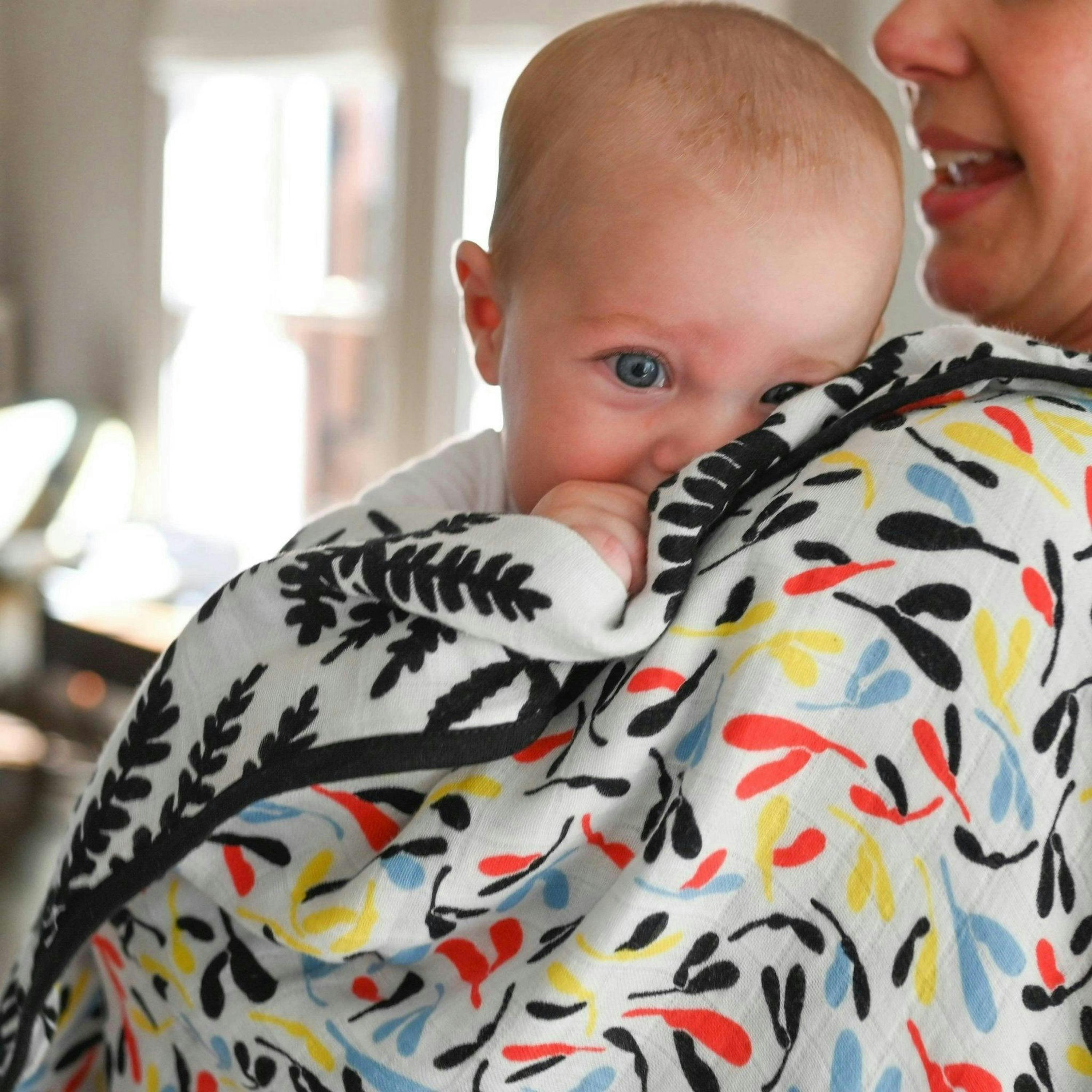 PLANT PRINT MUSLIN BLANKET - reversible - birth to 12 months , view 3 of 5