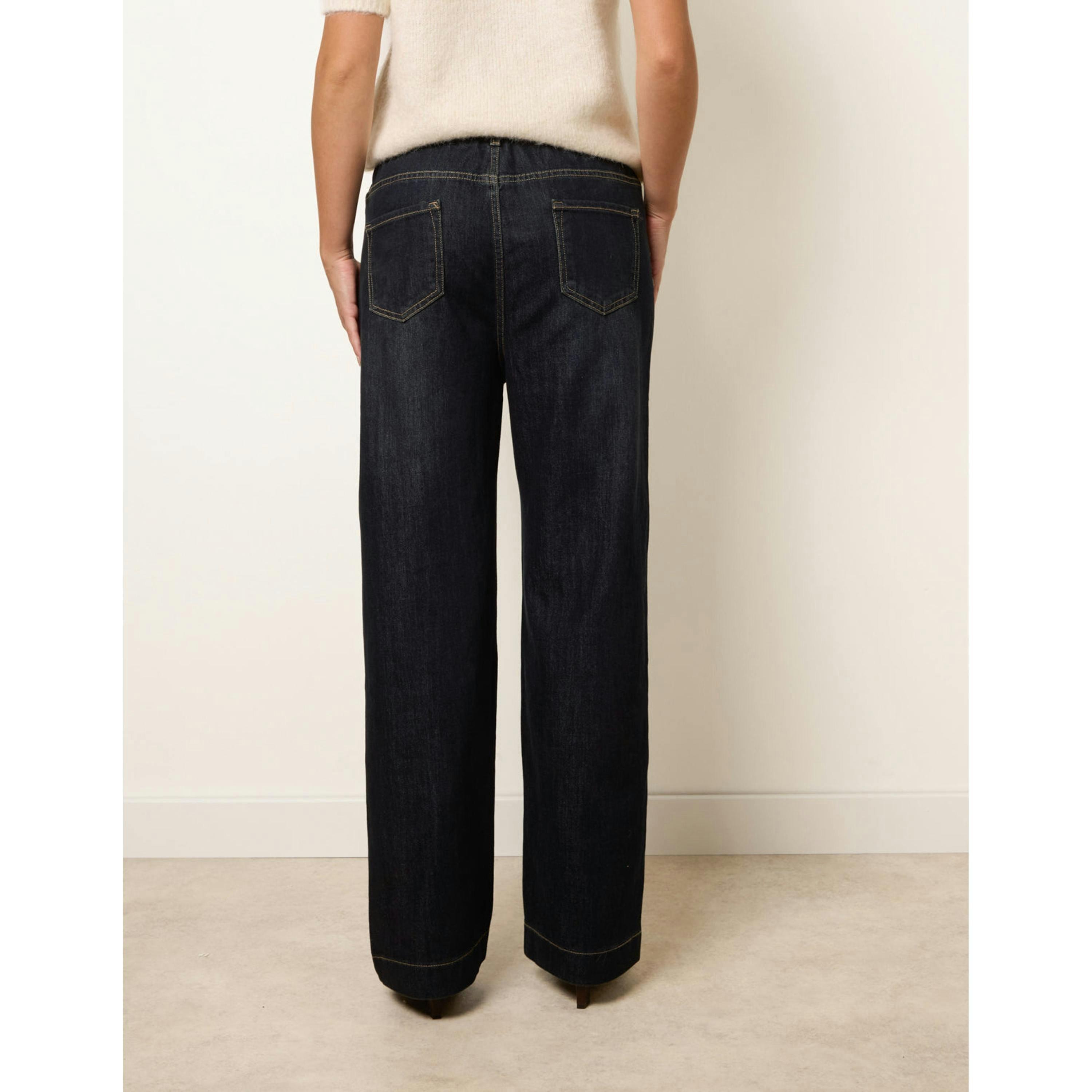 Blue Vanilla Elasticated Waist Jeans With Tie  in Navy , view 2 of 4