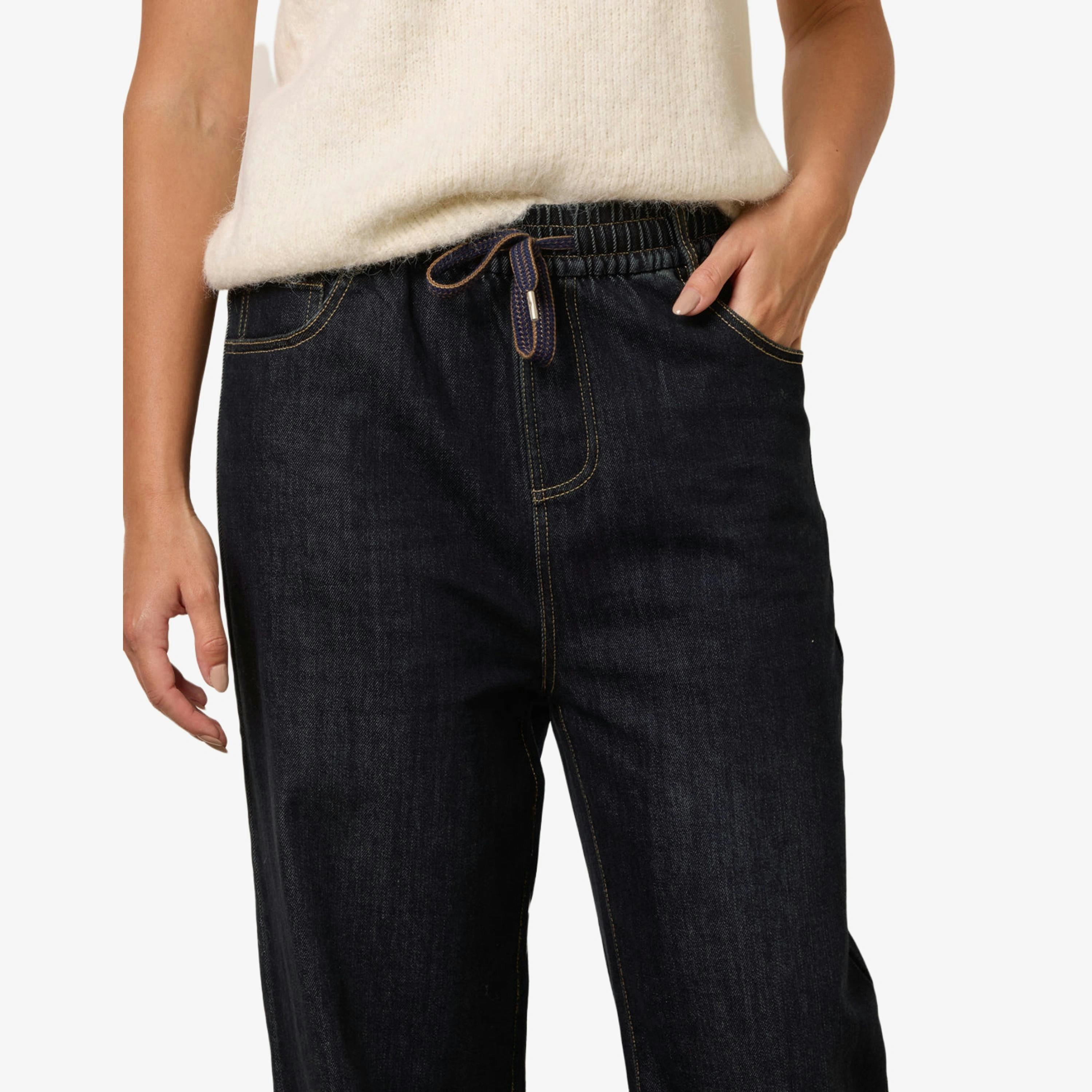 Blue Vanilla Elasticated Waist Jeans With Tie  in Navy , view 4 of 4