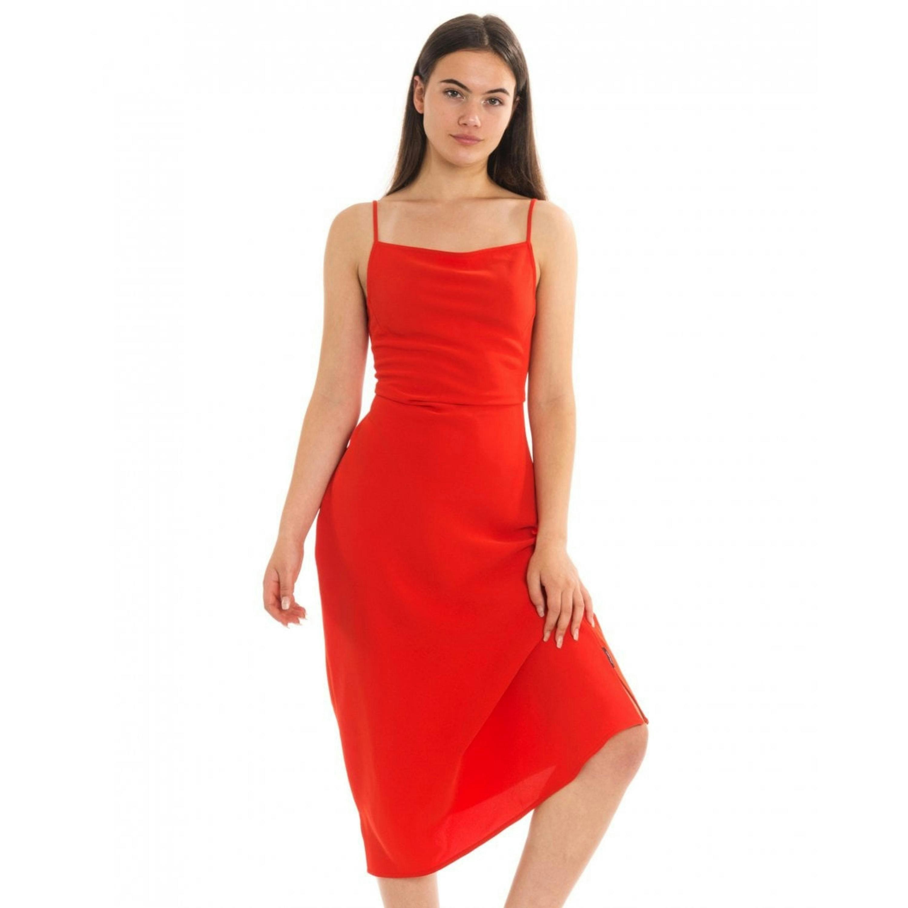 Calvin Klein Twill Dress  in Red , view 1 of 5