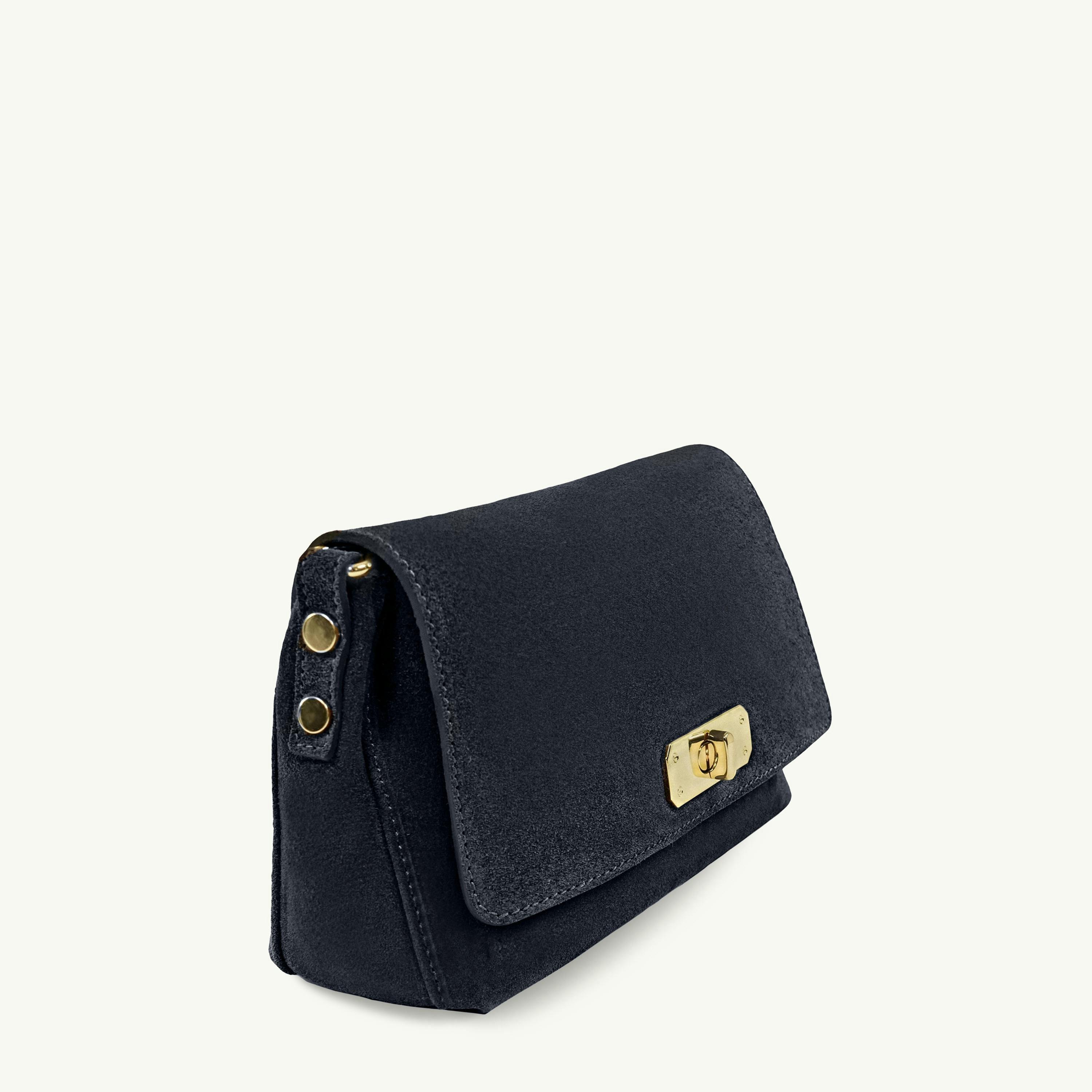 The Maisie Midi Navy Suede Bag , view 5 of 6