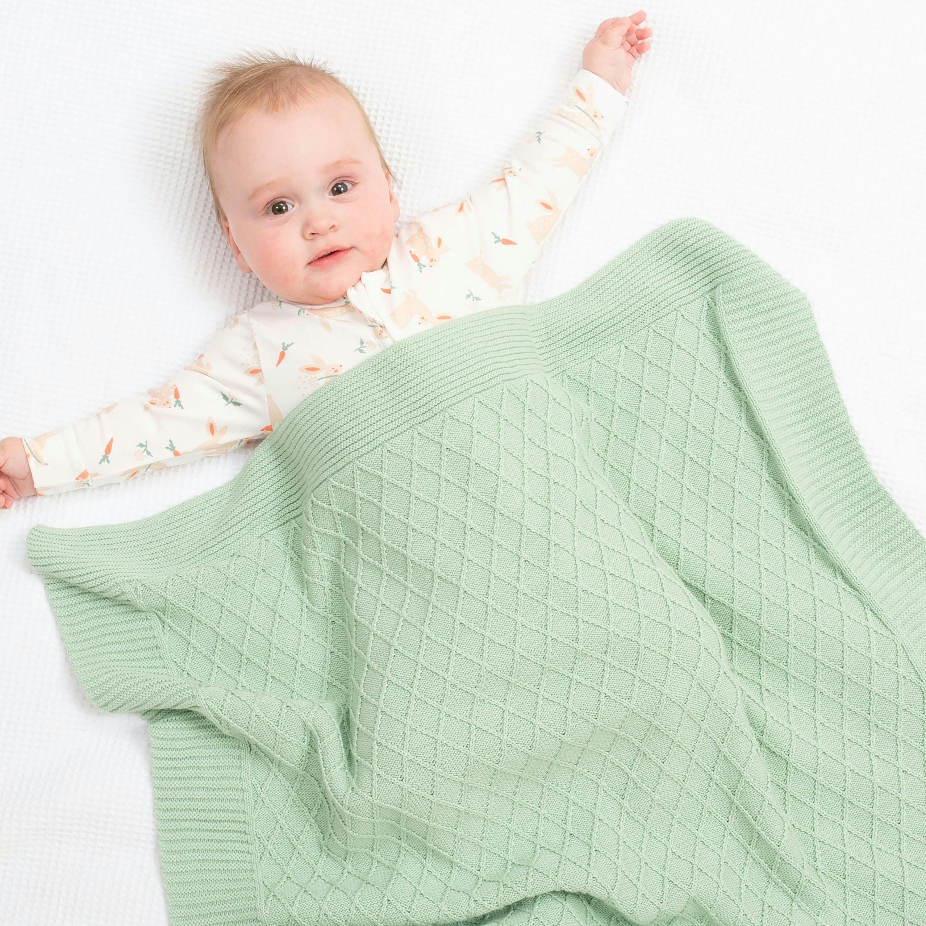 Baby Organic Diamond Blanket Soft Sage , view 2 of 2