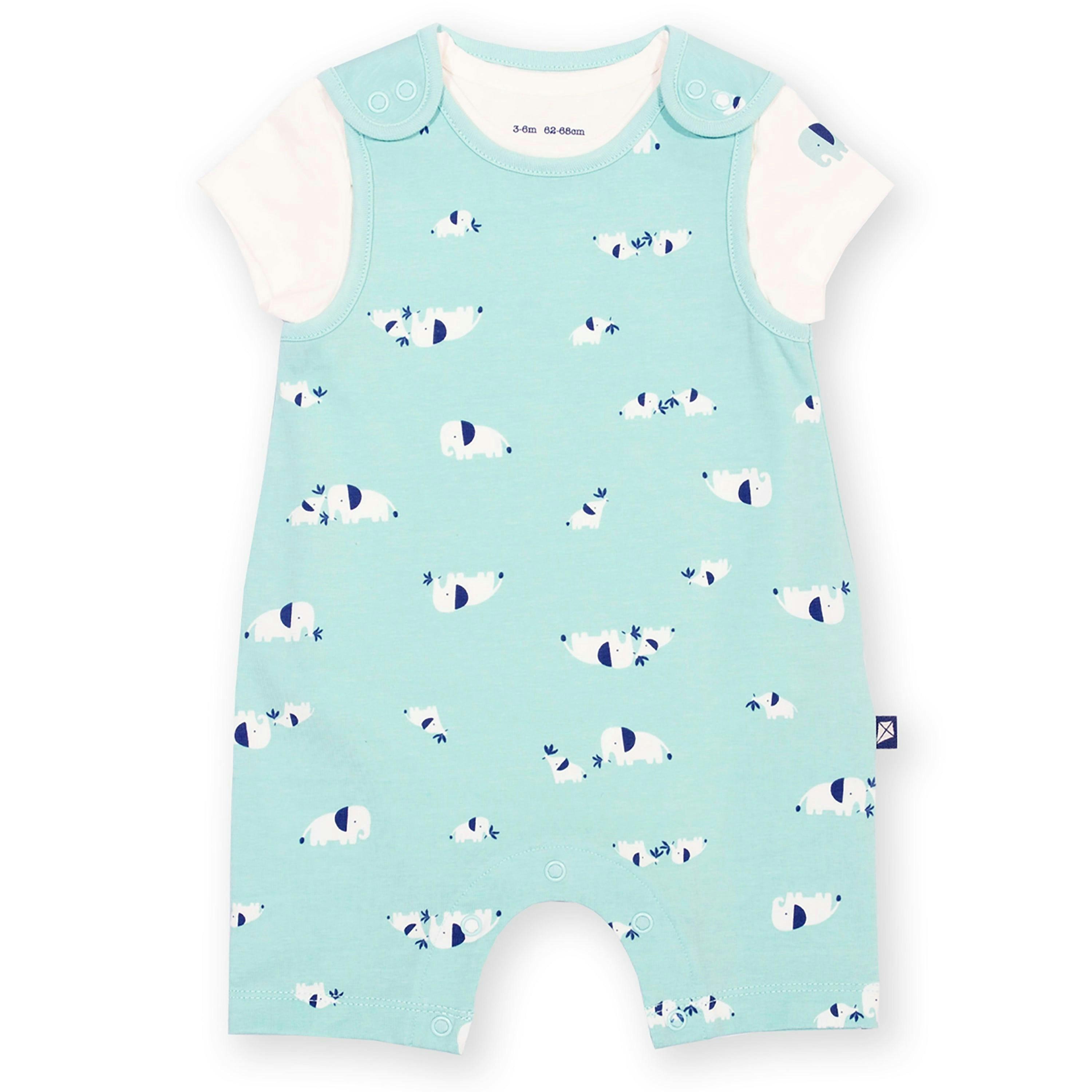 Baby Ele Time Organic Dungaree Set , view 1 of 3