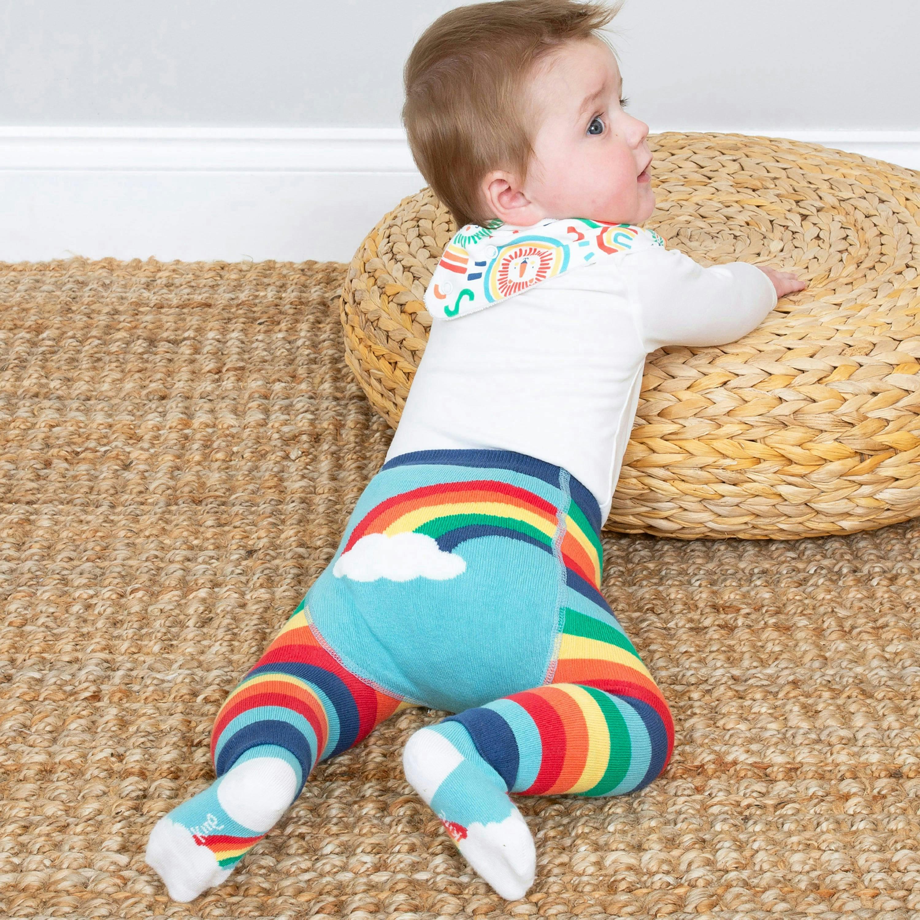 Baby Organic Rainbow Cloud Knit Leggings , view 3 of 4