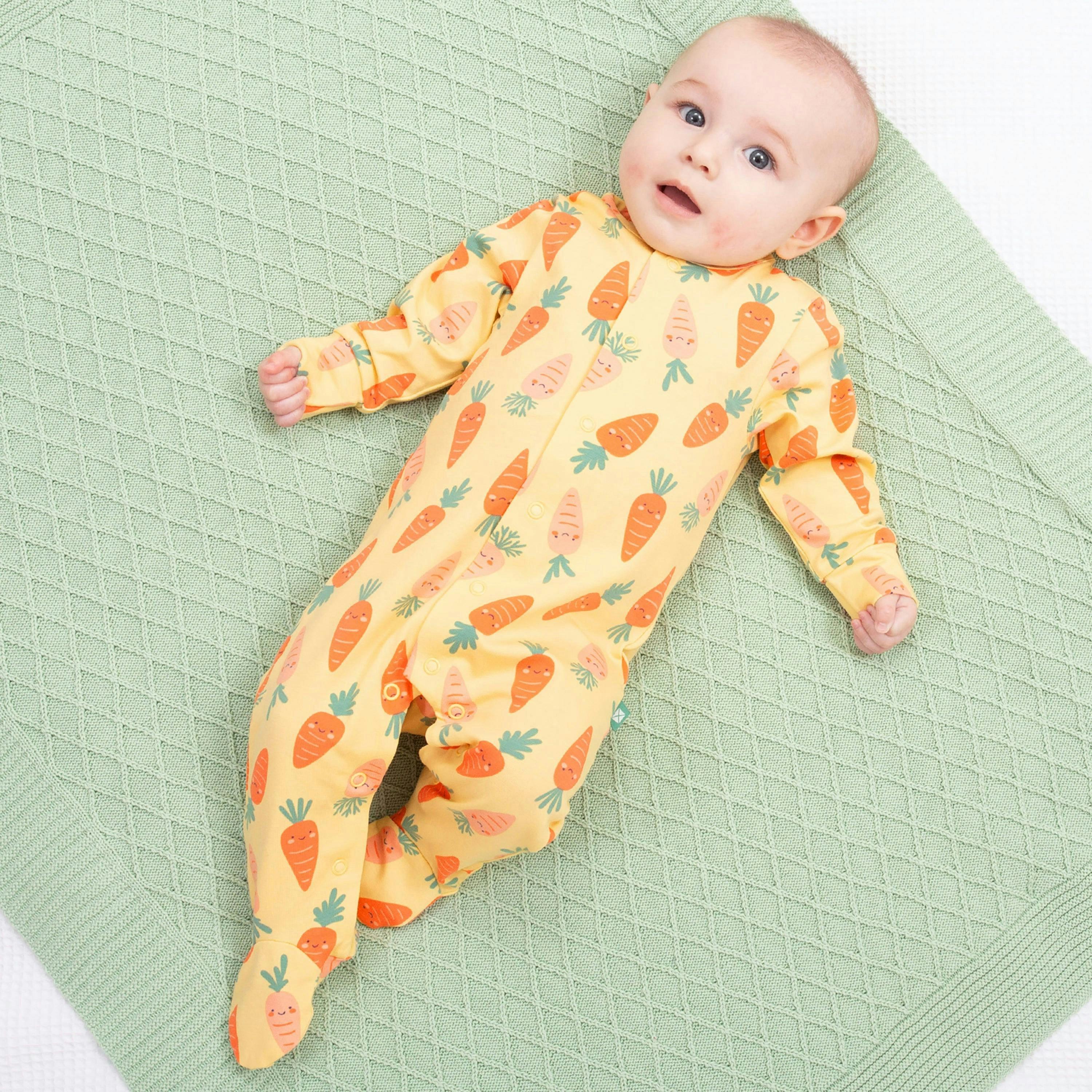 Baby Organic Happy Carrot Sleepsuit , view 2 of 3