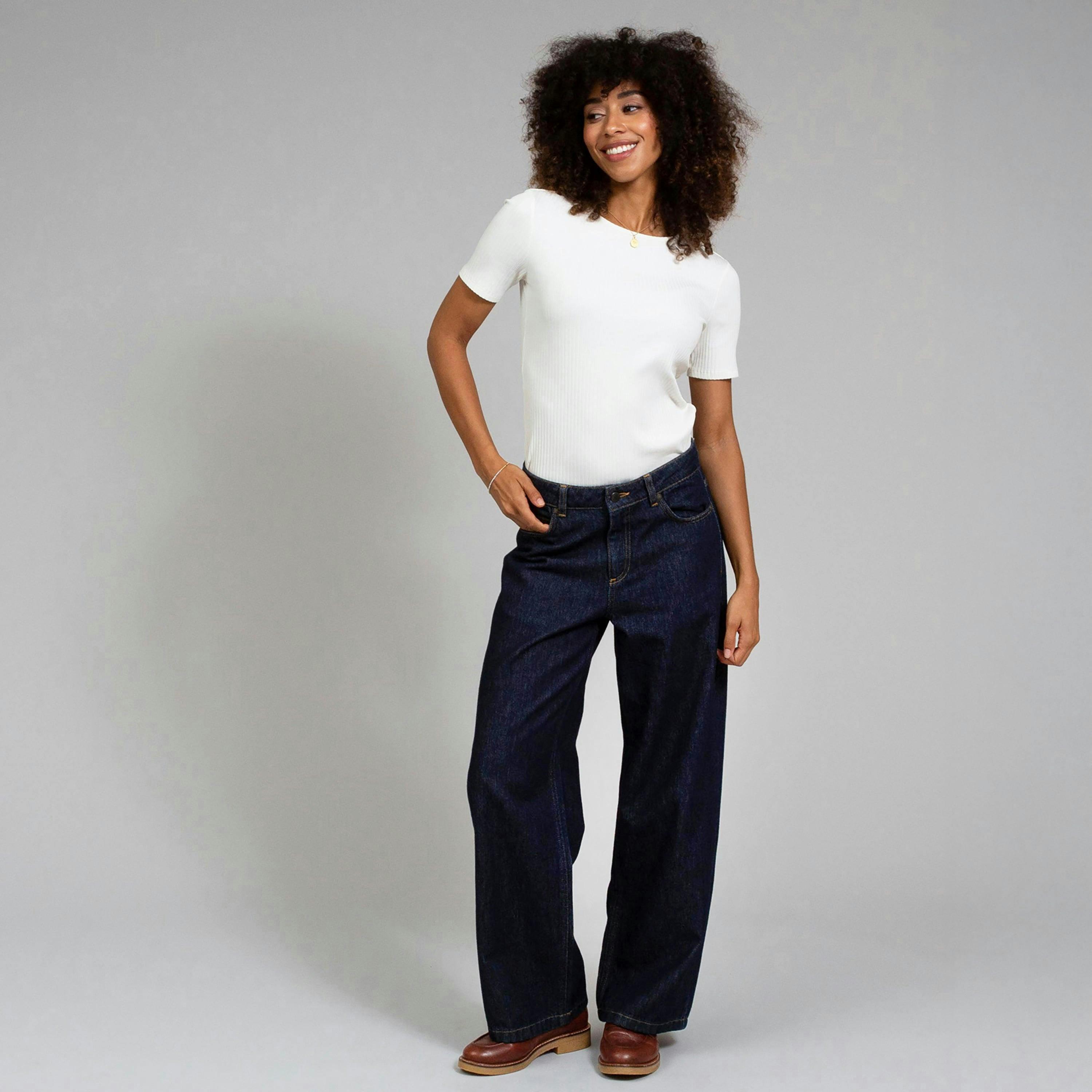 Wareham Organic Wide Leg Denim Jeans , view 1 of 3