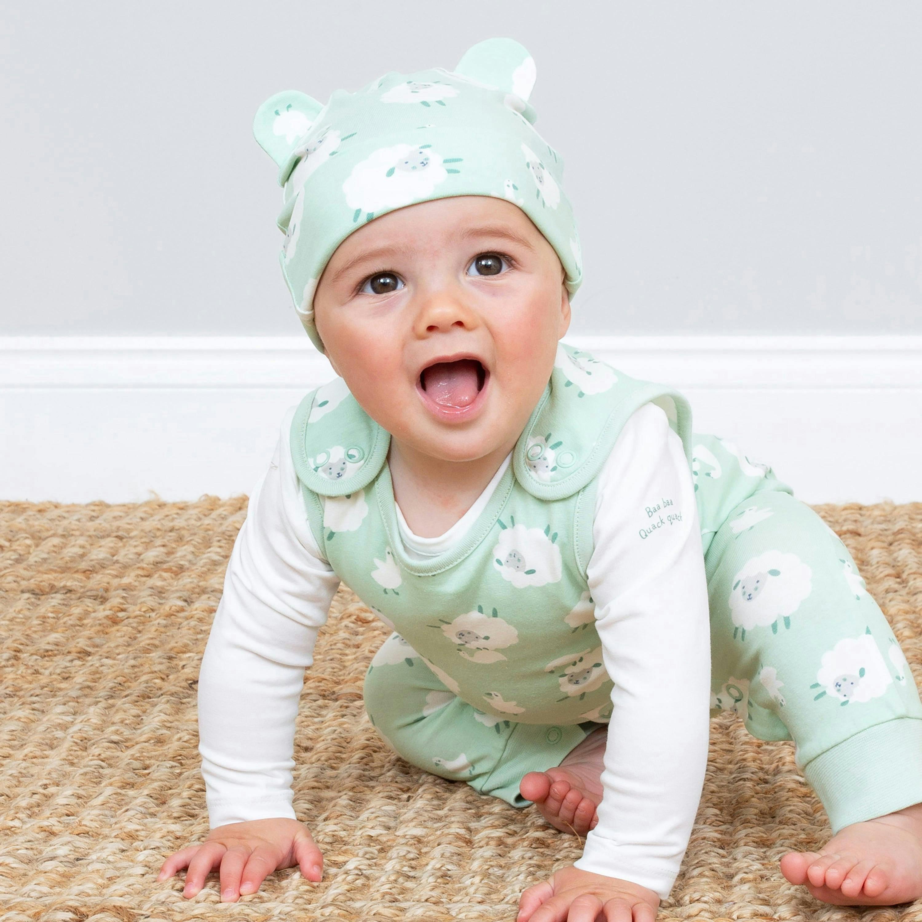 Baby Organic Baa Baa Quack Dungaree Set , view 3 of 5