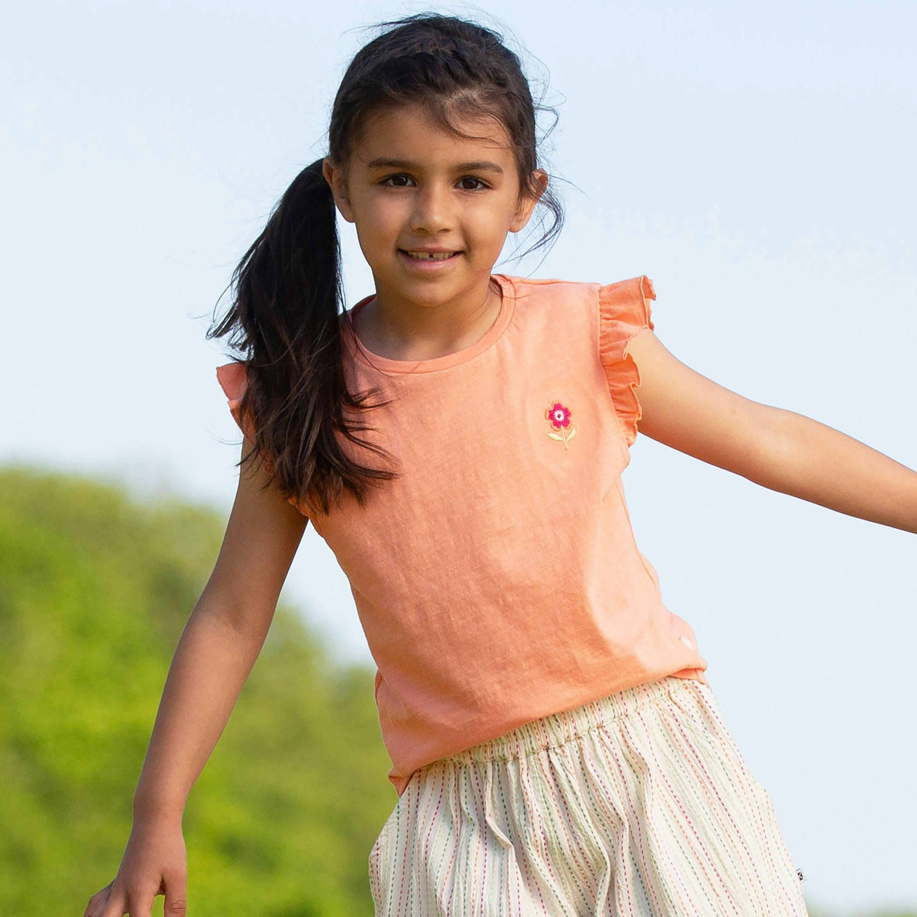 Kids Organic Frill T-Shirt , view 2 of 5