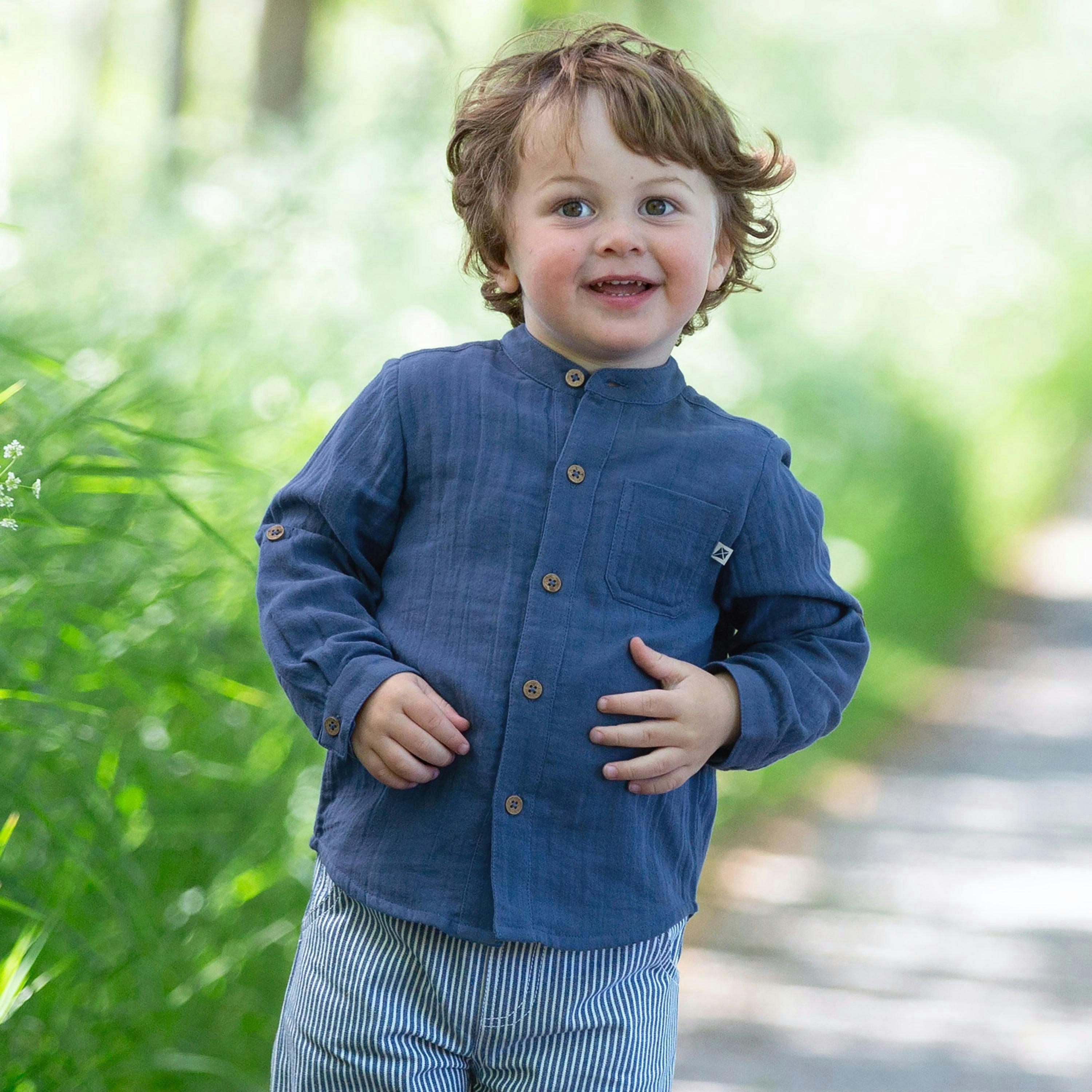 Kids Organic Grandad Shirt , view 2 of 6