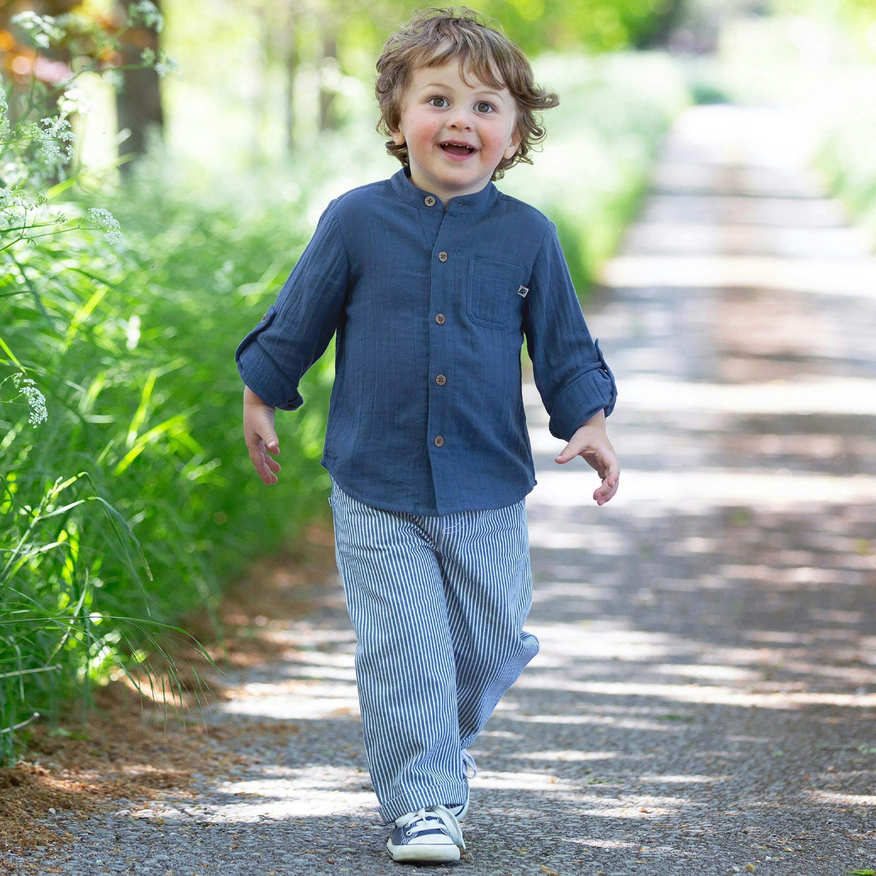 Kids Organic Ticking Jeans , view 2 of 5