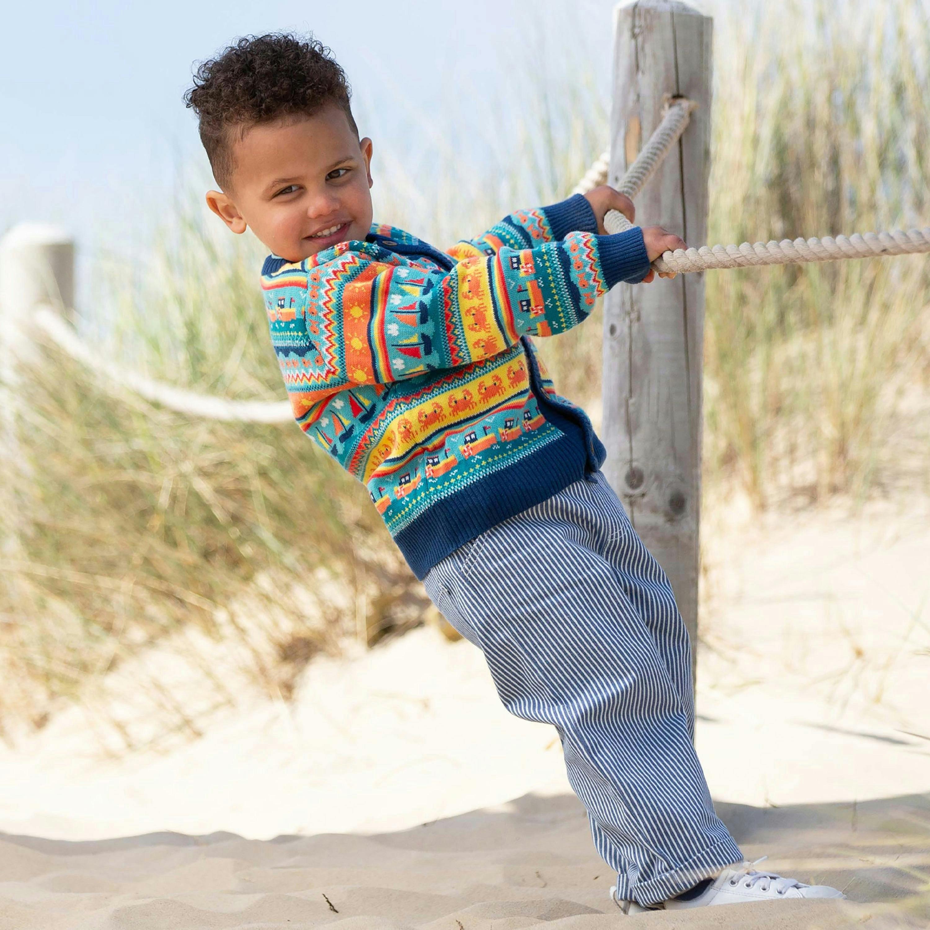 Kids Organic Ticking Jeans , view 3 of 5