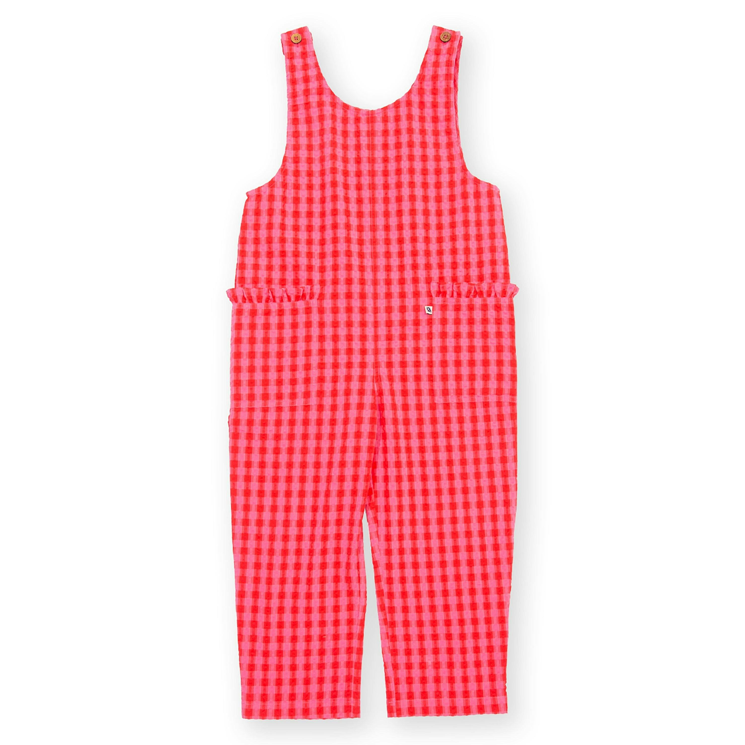 Kids Gingham Organic Dungarees , view 1 of 3