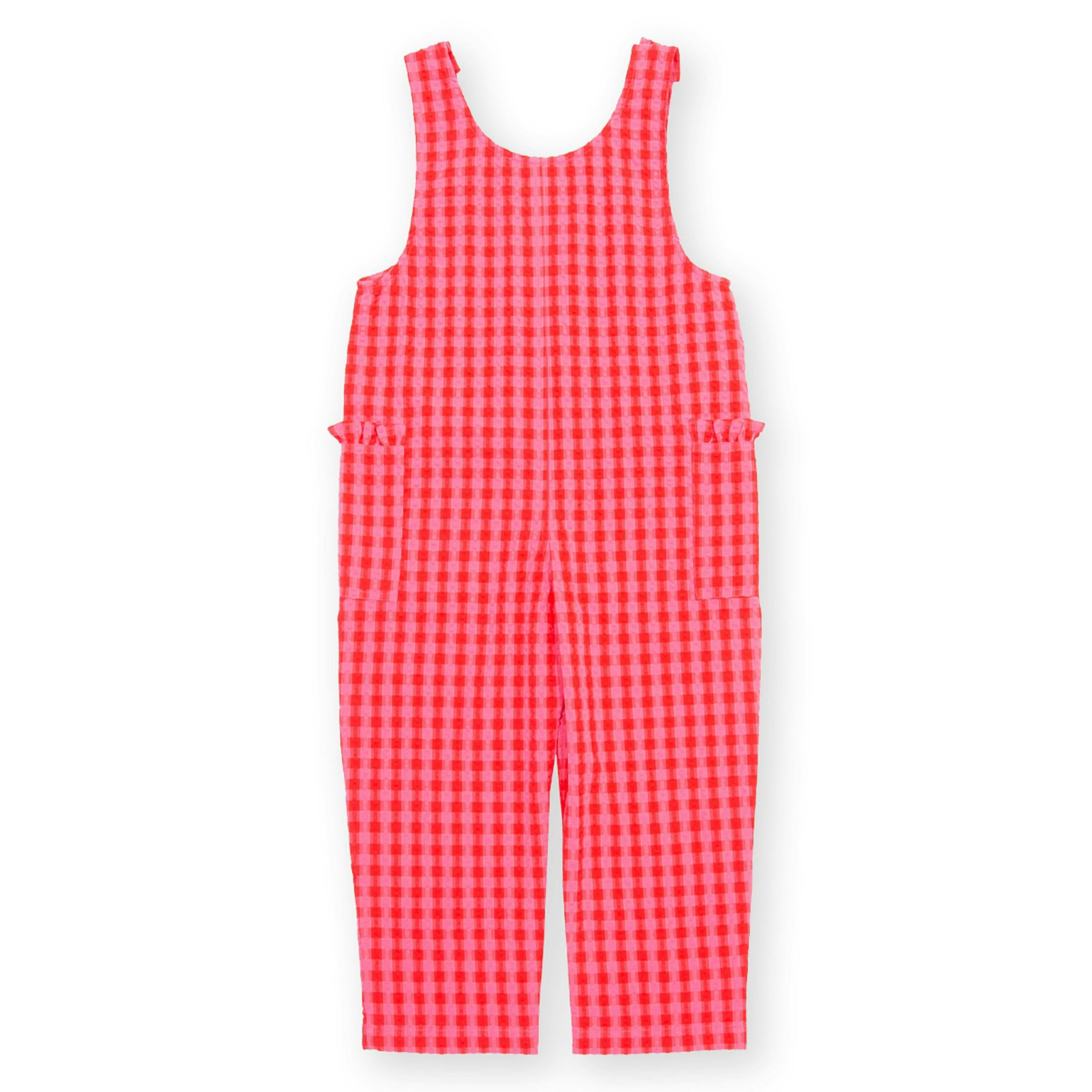 Kids Organic Gingham Dungarees , view 5 of 5